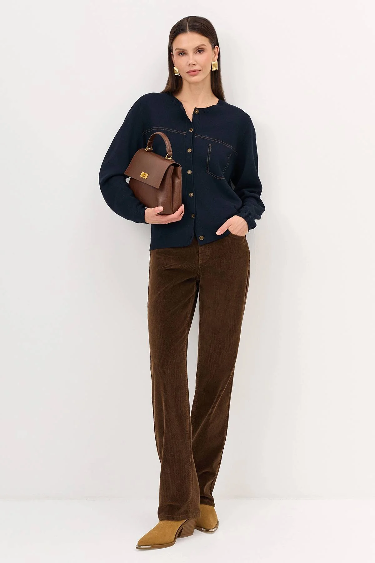 Кардиган с контрастными строчками, 34