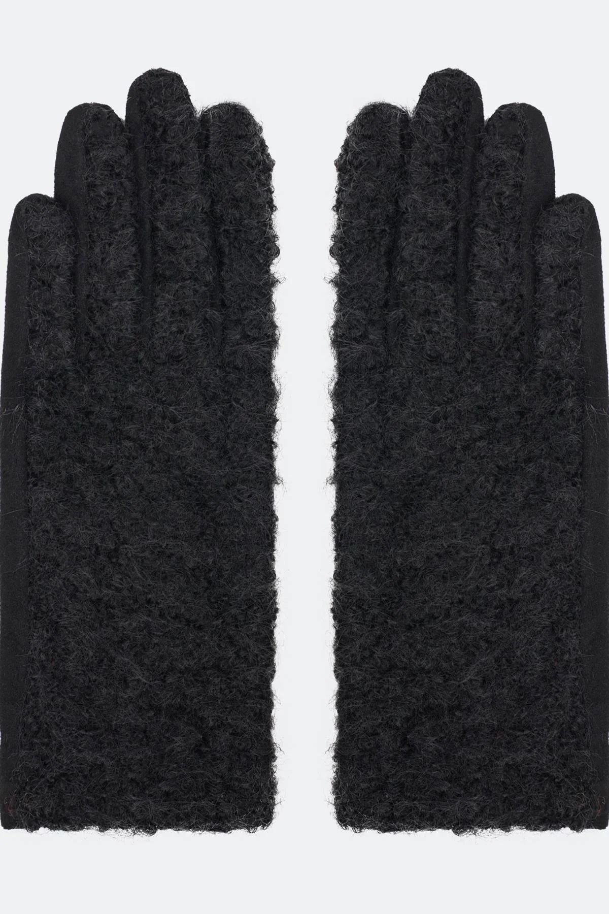 Черные комбинированные перчатки с искусственным мехом, One