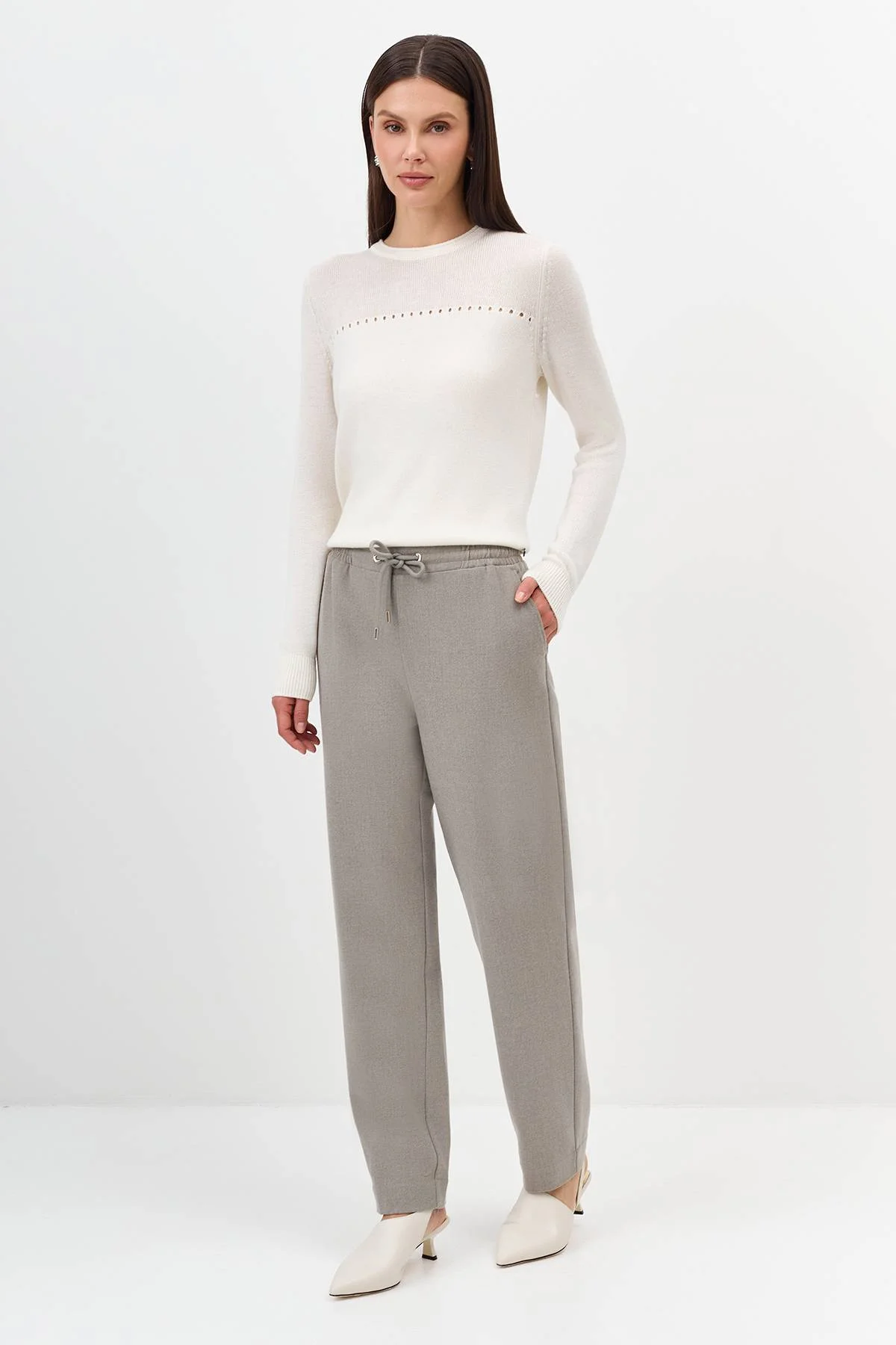 Лимитированная серия комфортные брюки с шерстью и ремень, 34