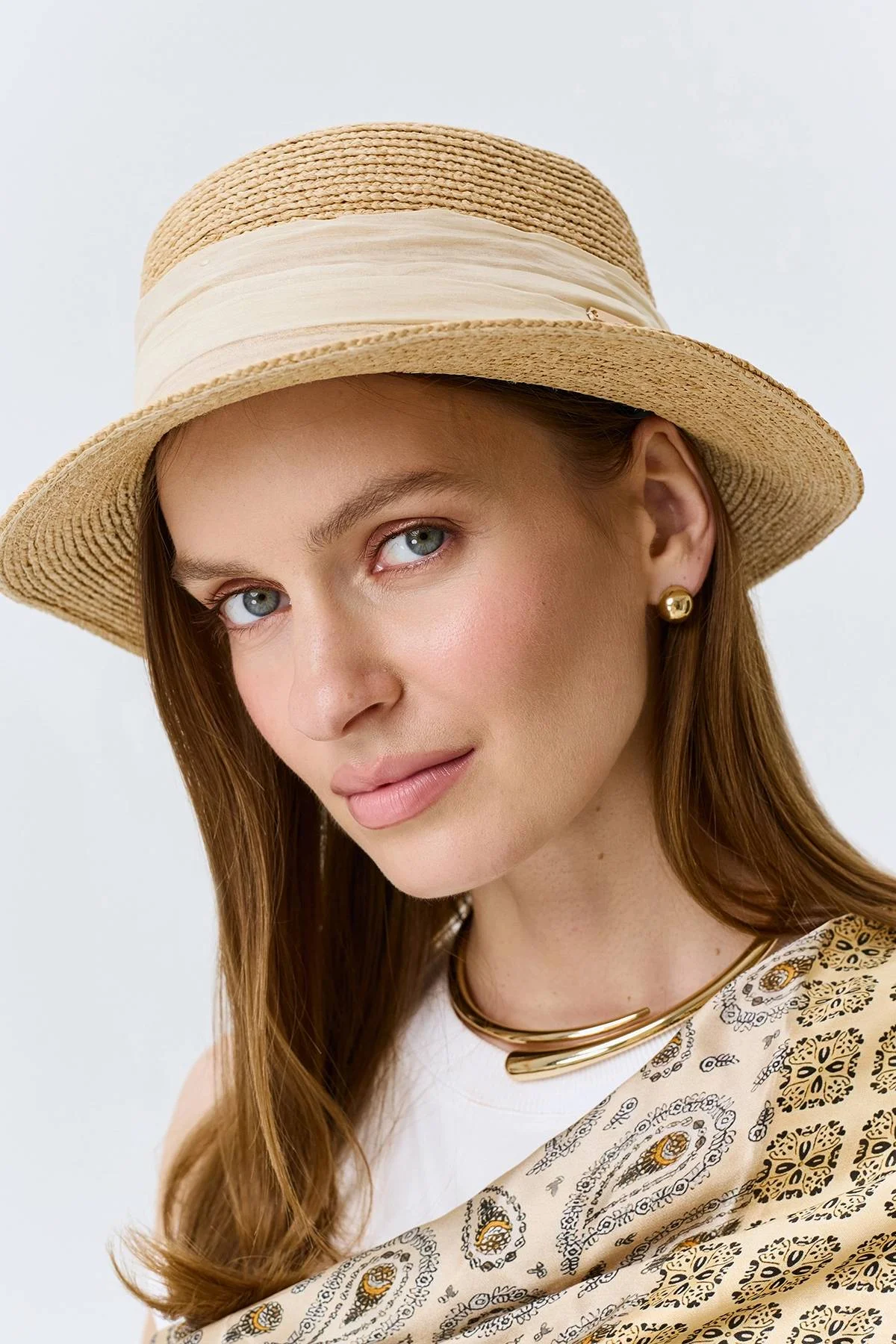 Шляпа-канотье с декоративной лентой, One