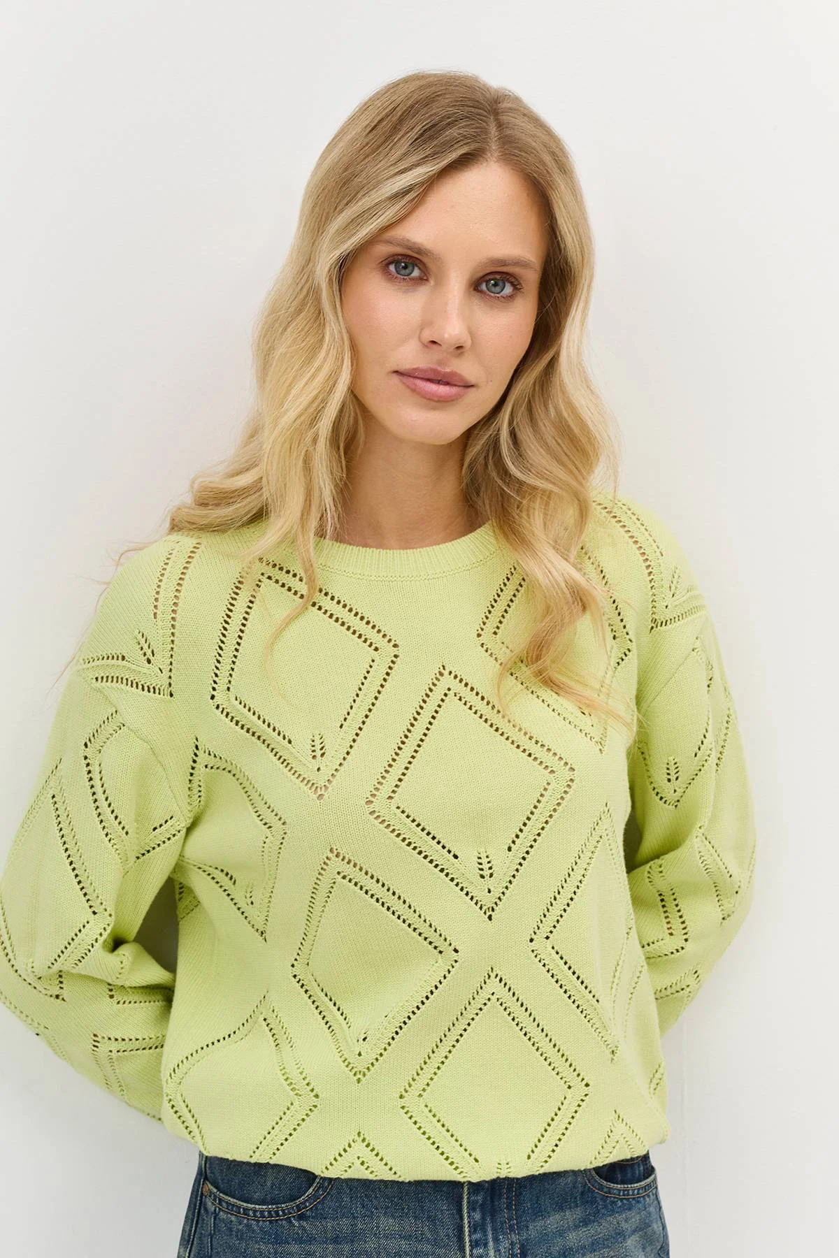 Лимитированная серия джемпер с ажурным узором и ремень, 44