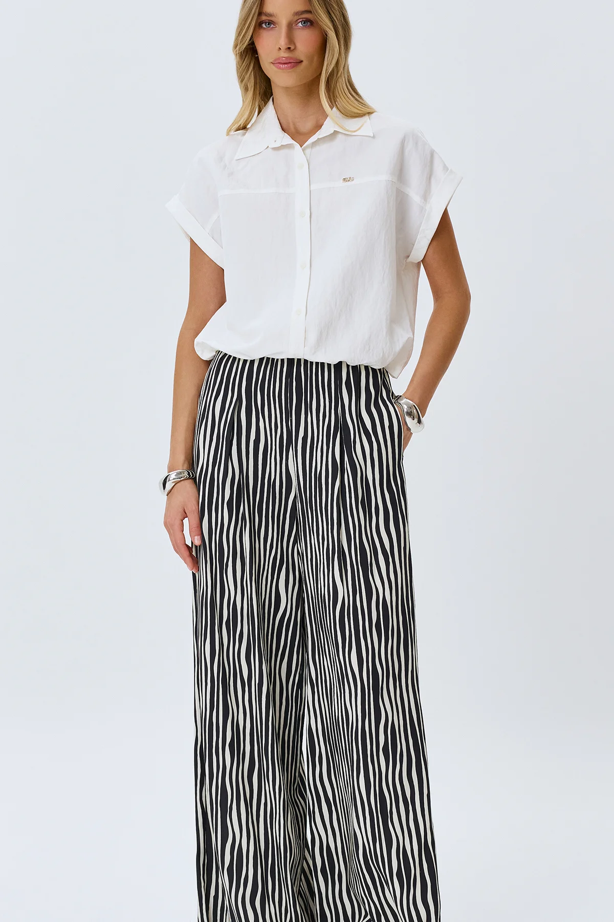 Укороченная рубашка с кулиской, 46