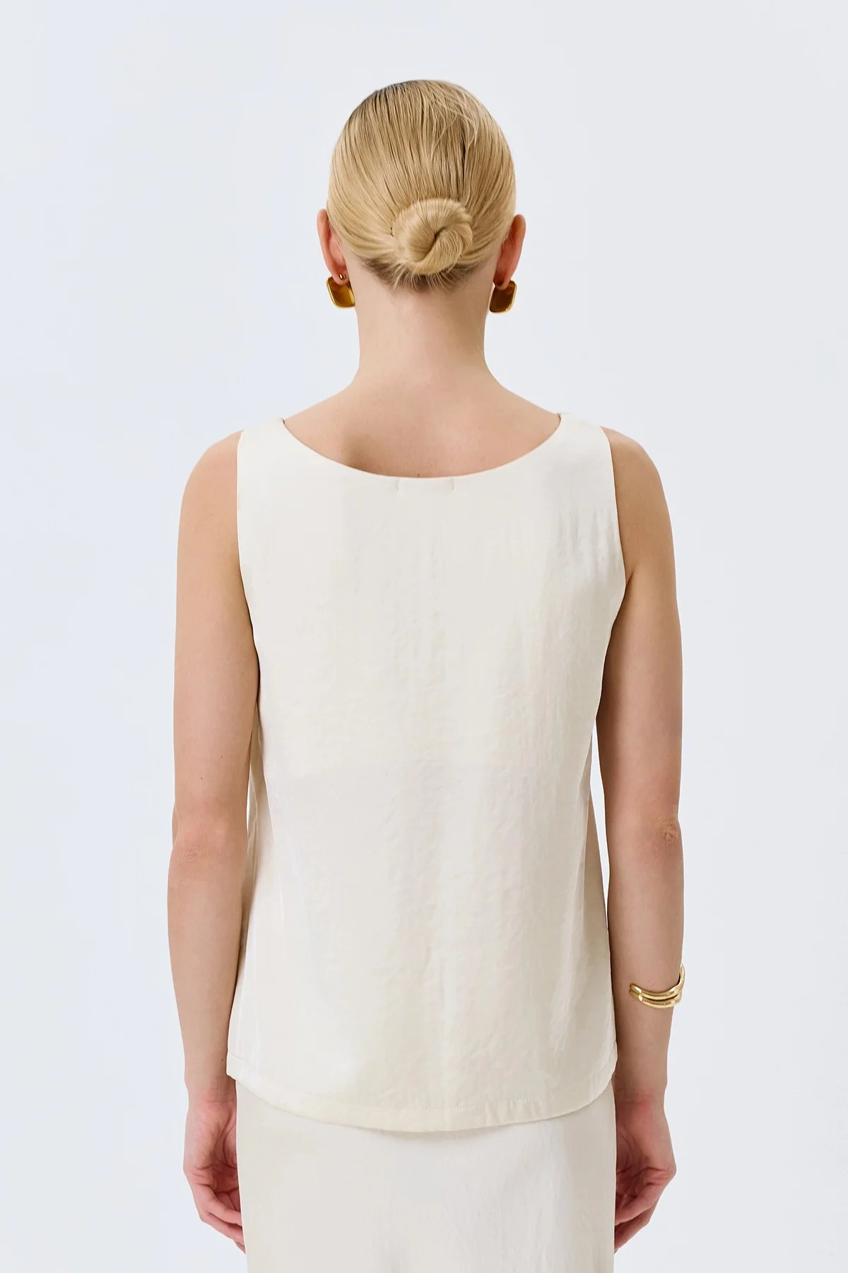 Белый свободный сатиновый топ, 42