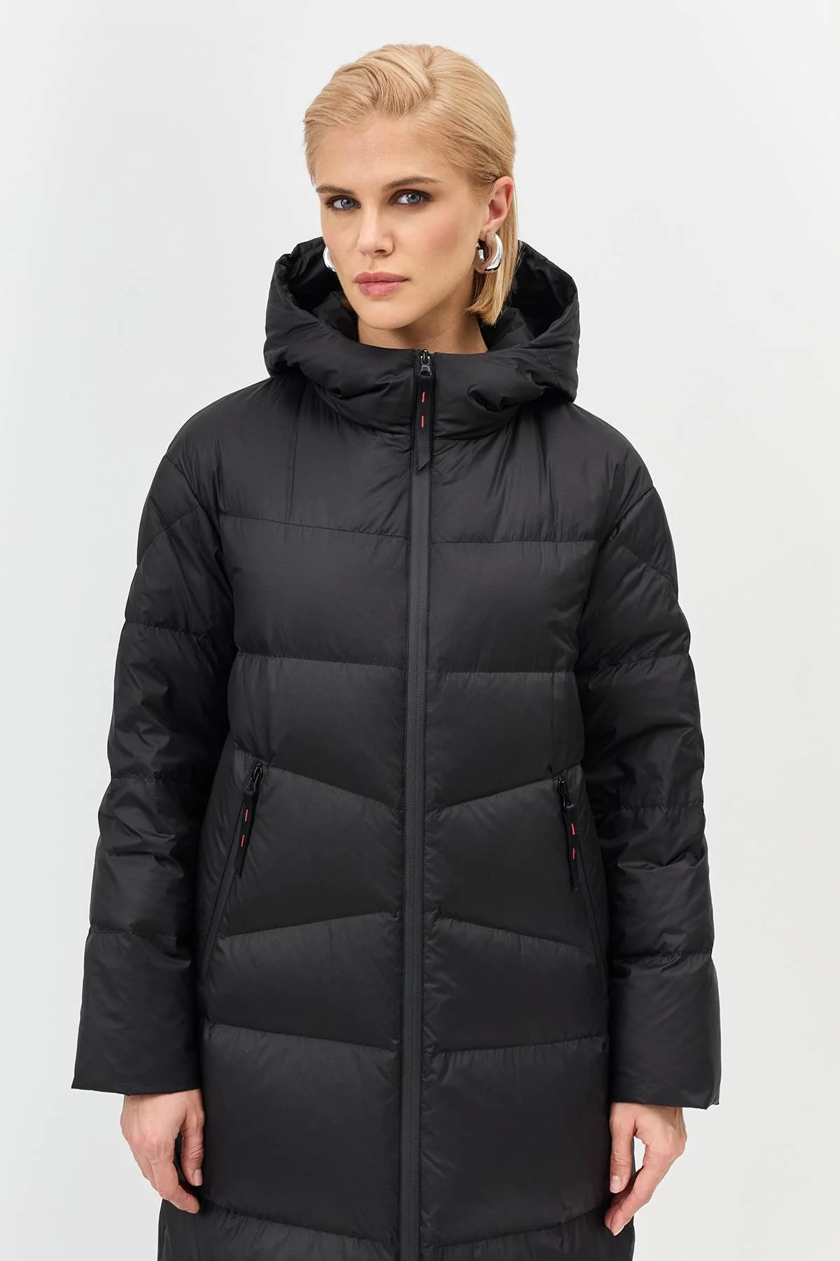 Лимитированная серия длинный пуховик с капюшоном с палантином, 44