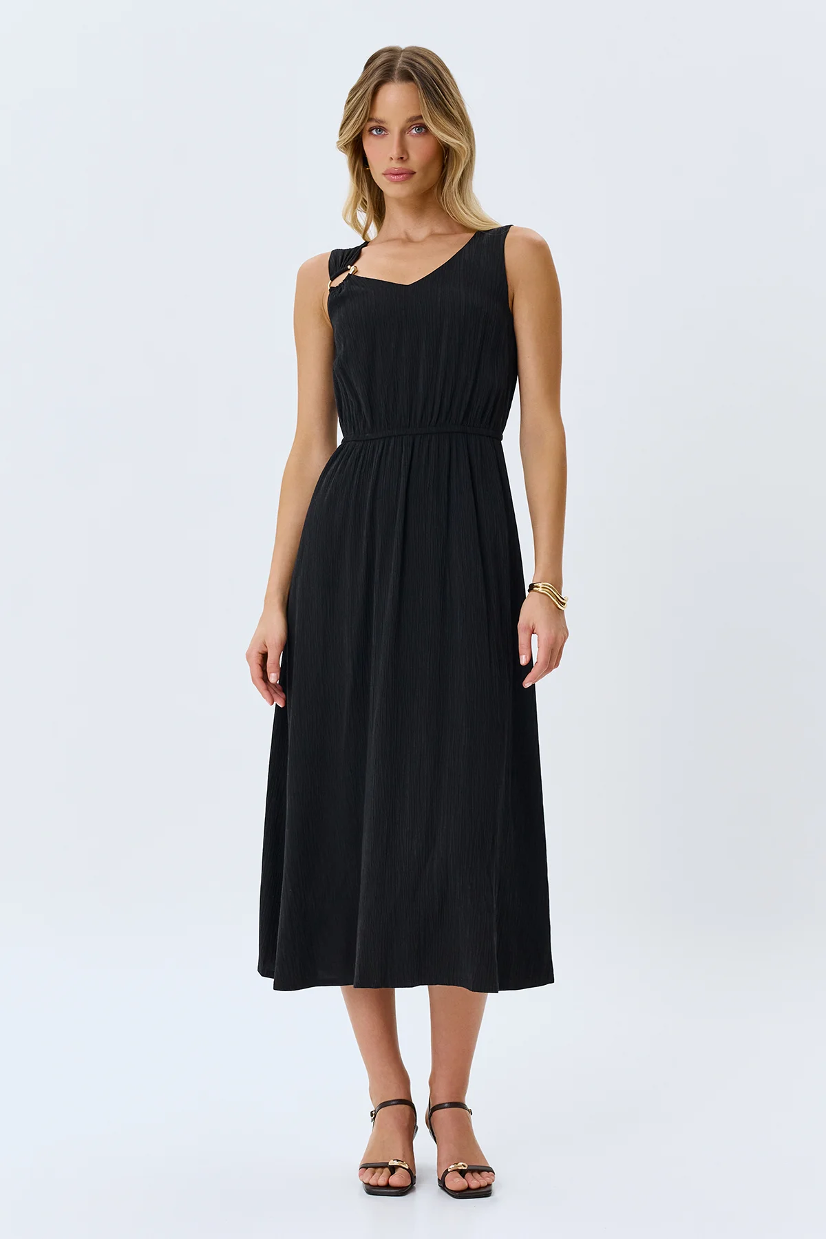 Платье из фактурного тенселя, 42