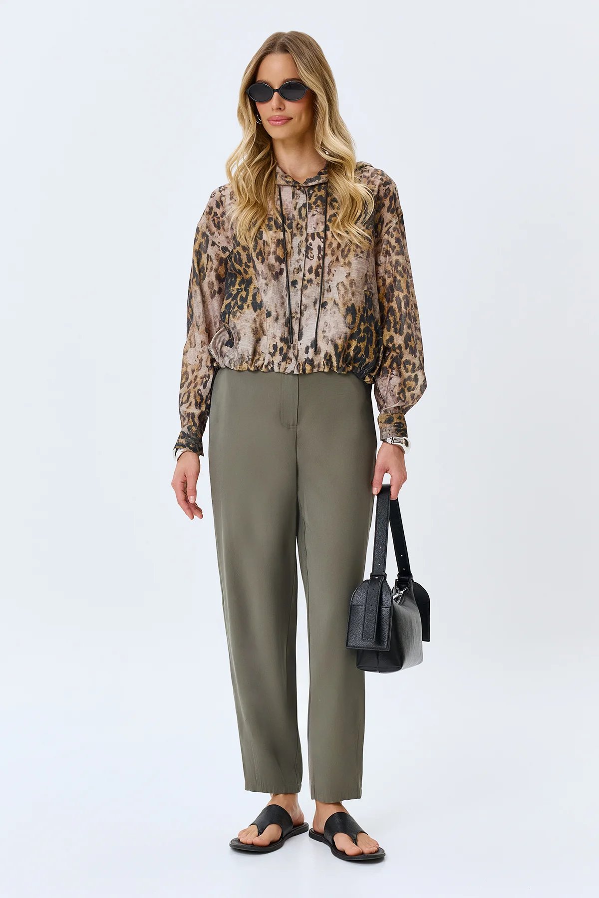 Зауженные брюки из вискозы, 46