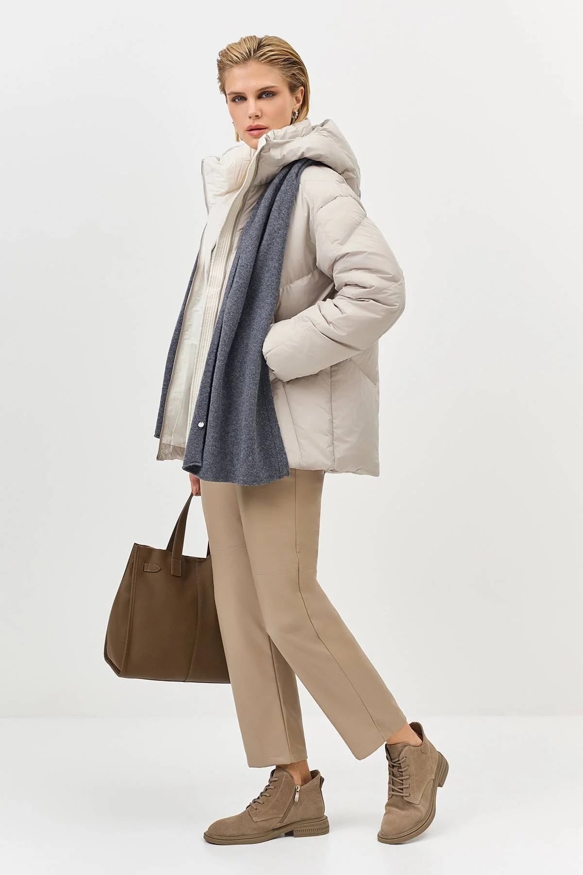 Серый вязаный шарф из 100% шерсти, One