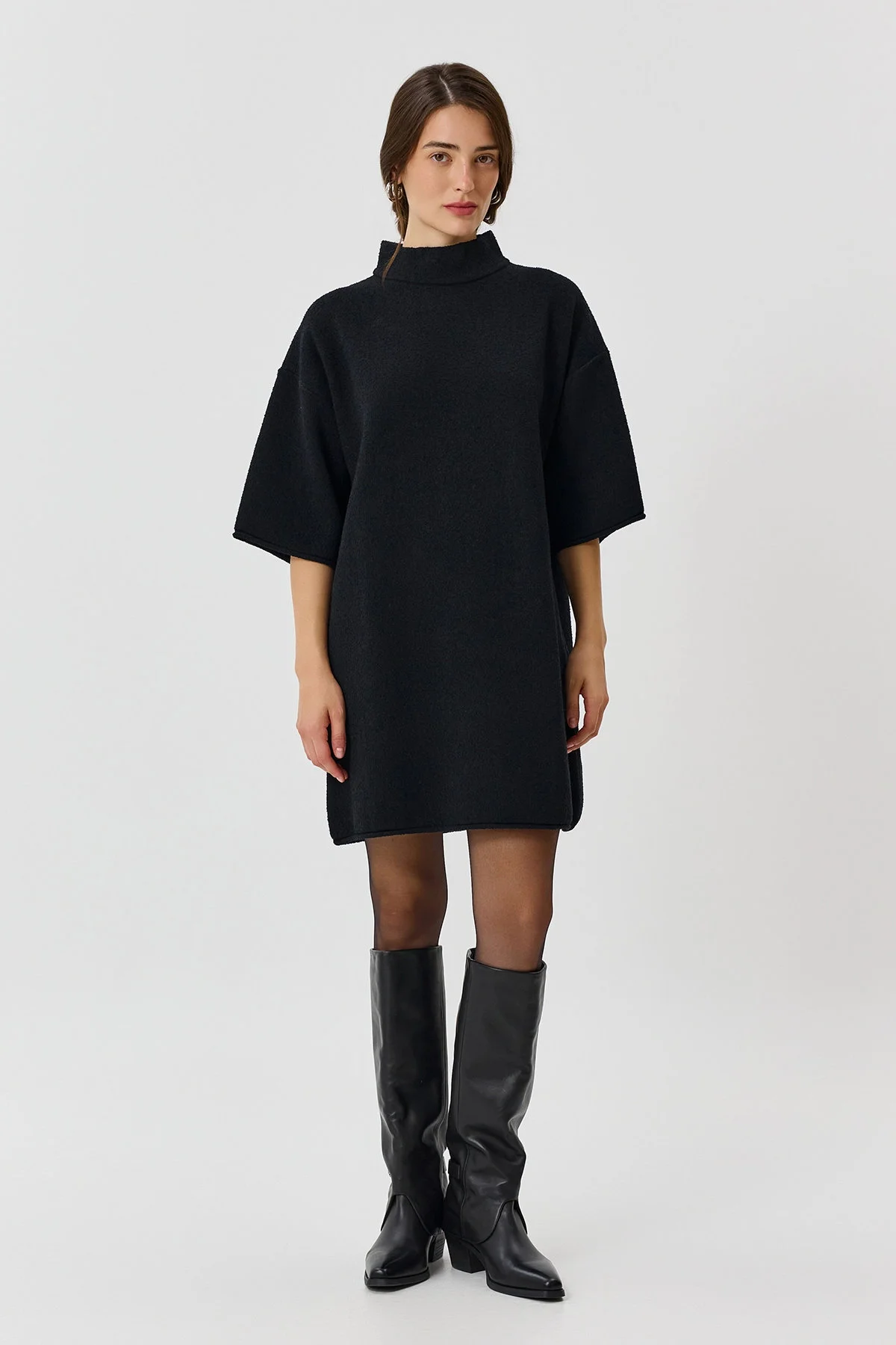 Oversize платье из трикотажа "букле", 50