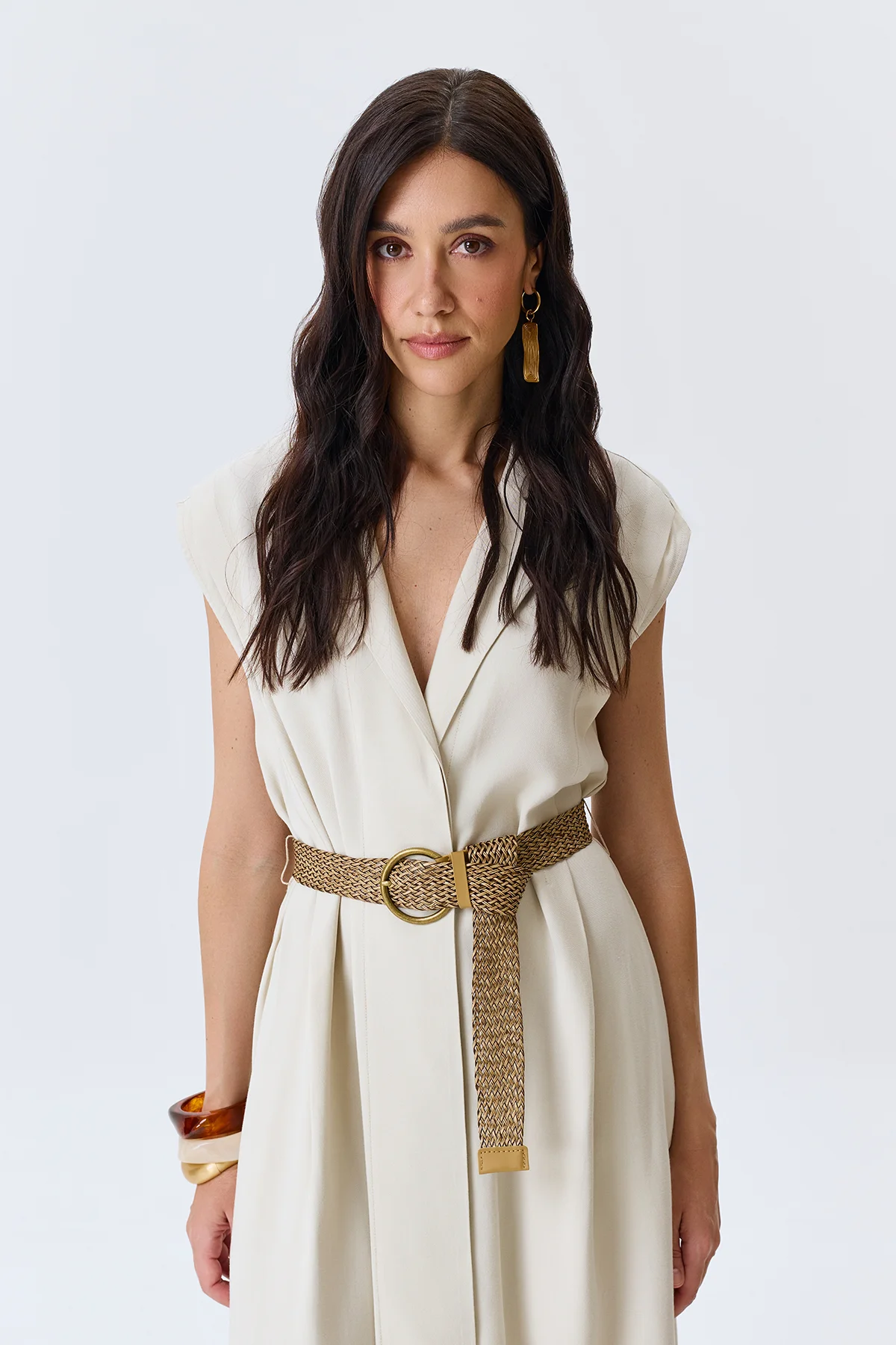 Платье-миди с акцентным поясом, 46