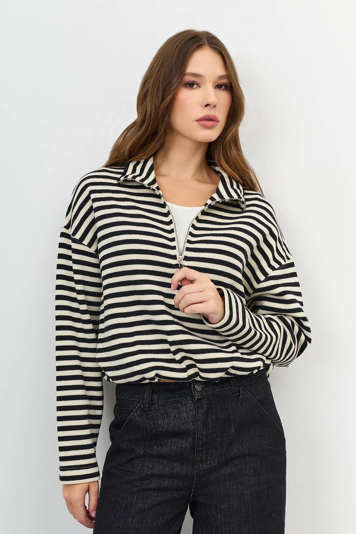 Лимитированная серия джемпер в контрастную полоску и ремень, 48