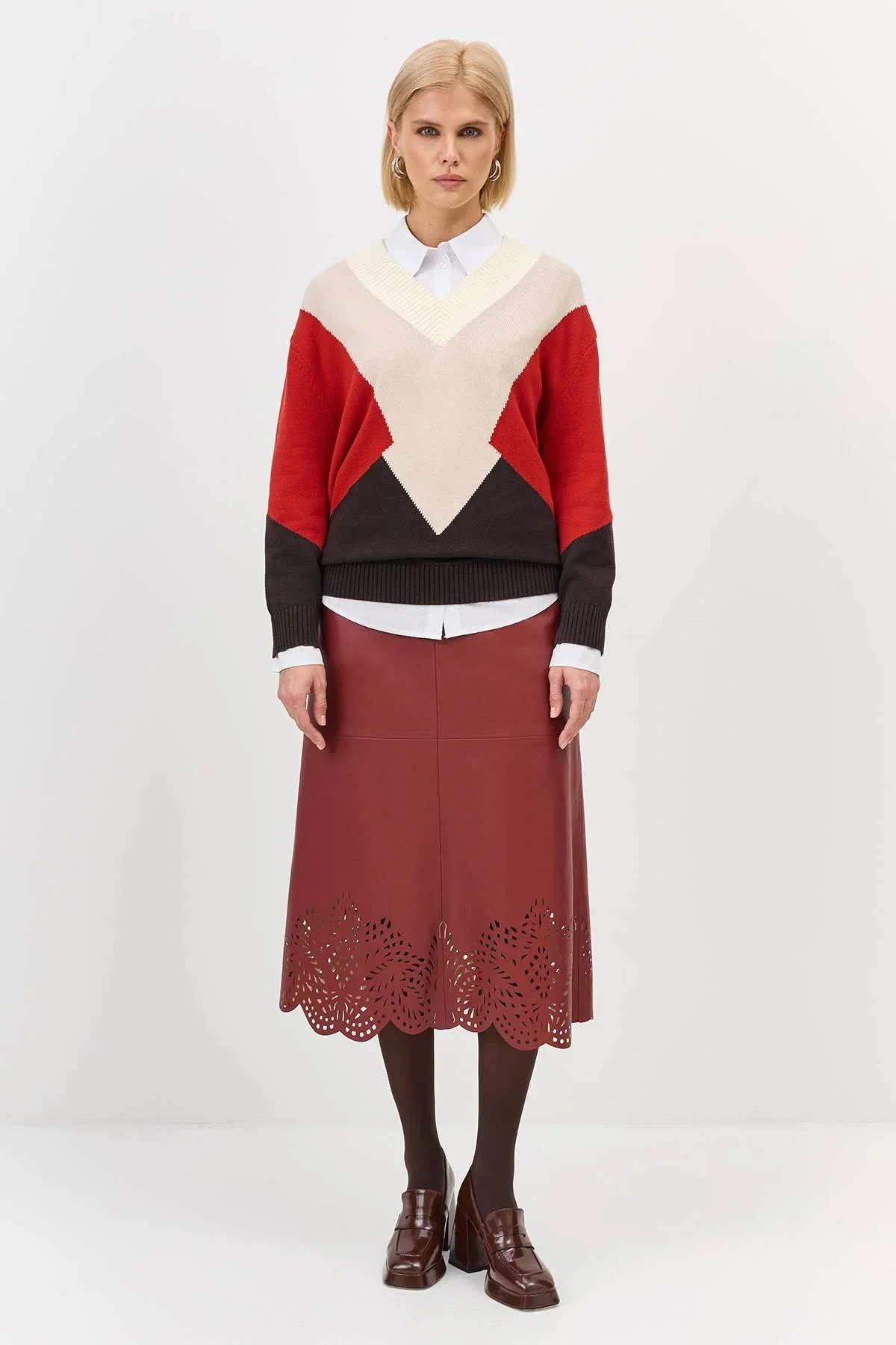 Джемпер в стиле color block, 36