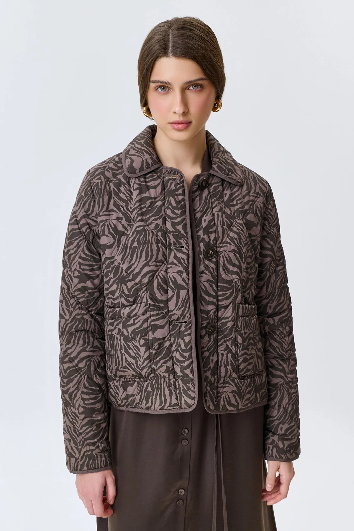 Утепленный жакет с анималистичным принтом, 52