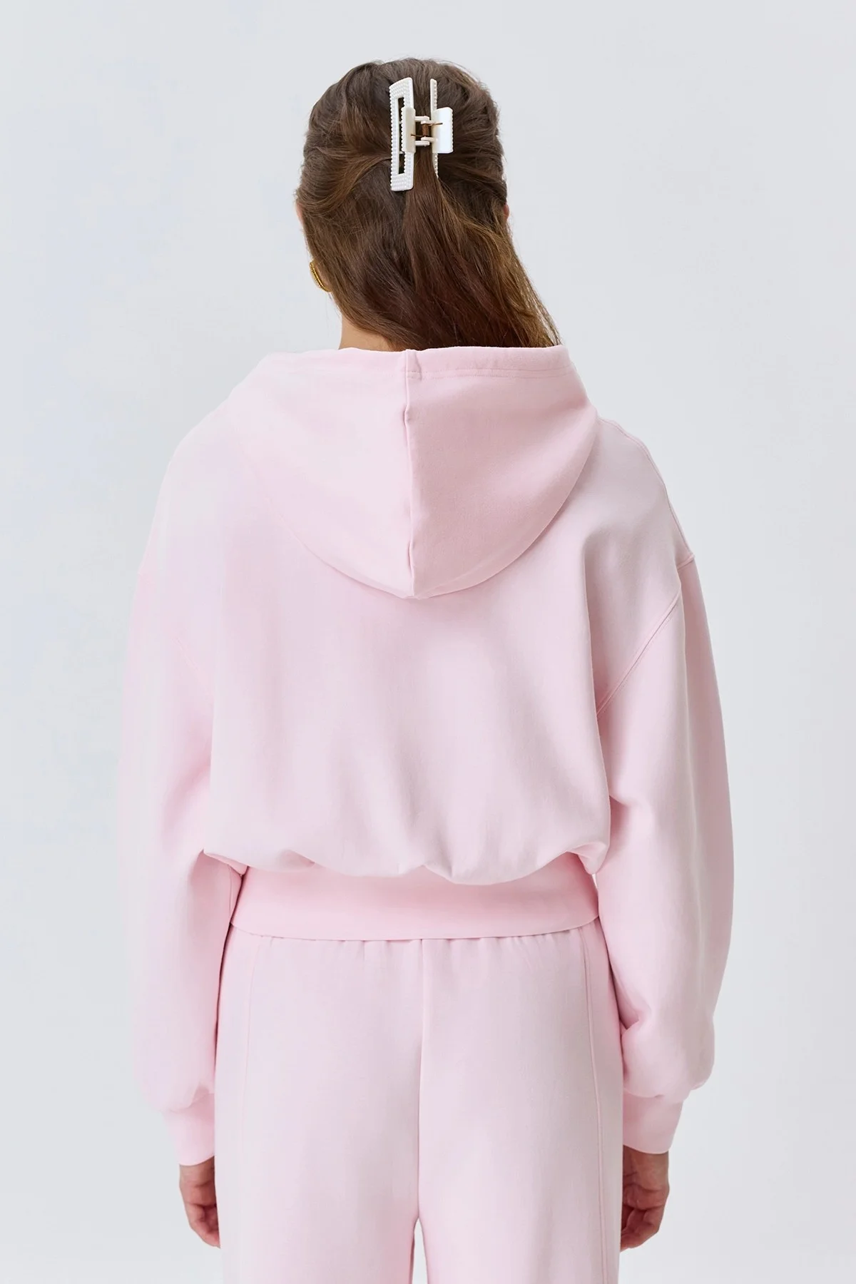 Укороченное розовое худи на молнии, 44