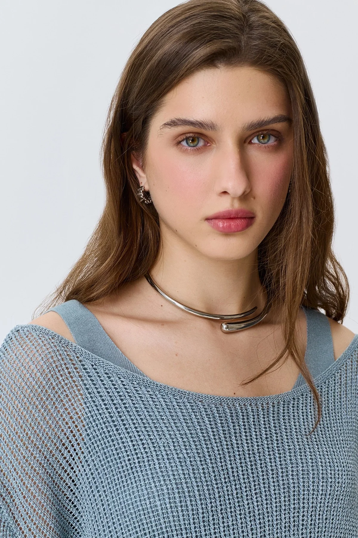 Ажурный комбинированный джемпер, 44