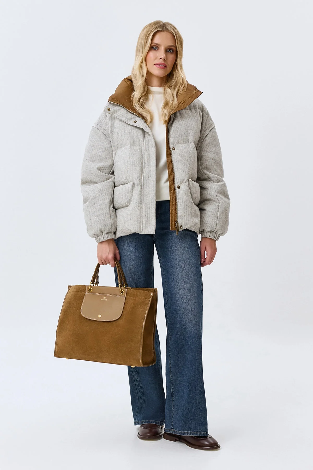 Сумка Maxi из натуральной замши, кэмел, One