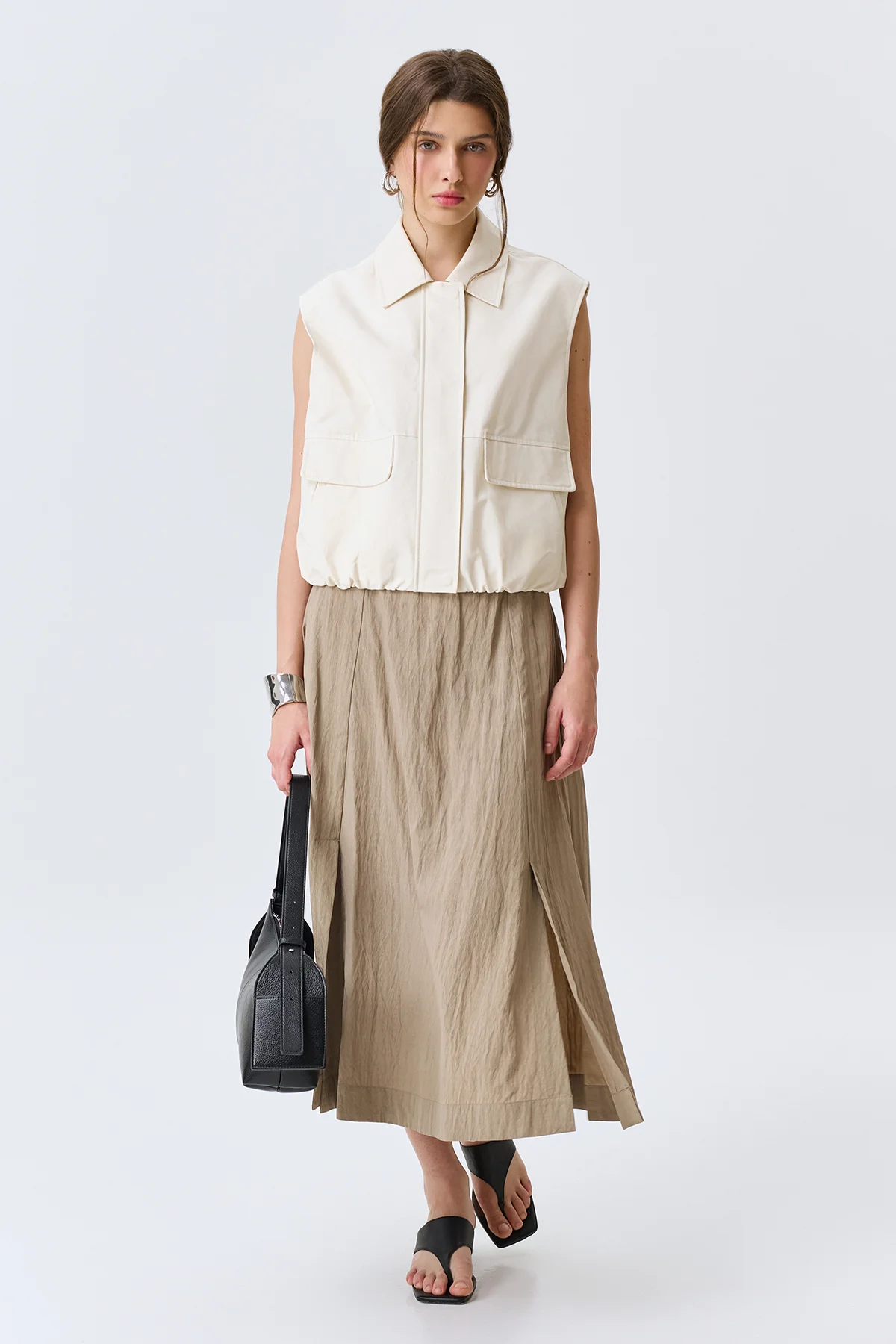 Свободная юбка из фактурной вискозы, 46