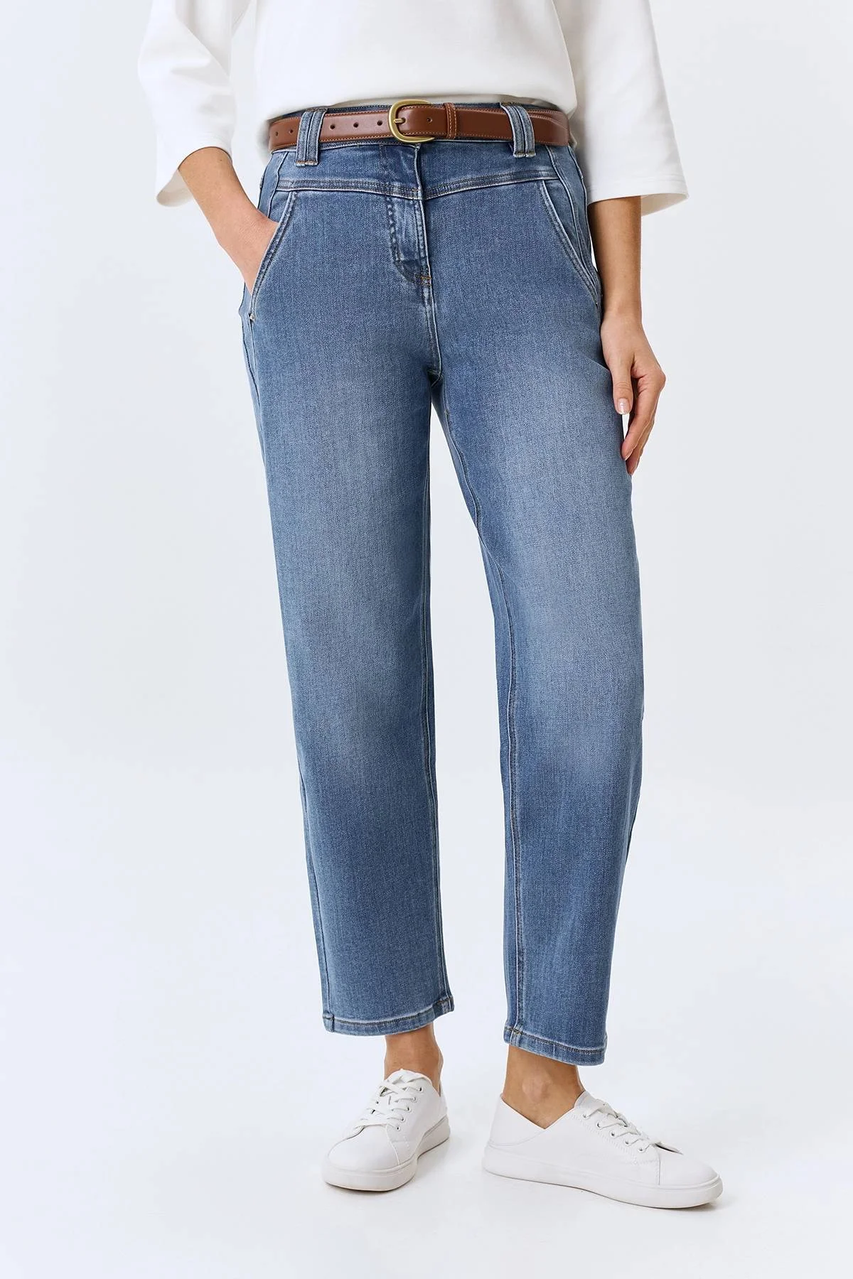 Коричневый ремень из натуральной кожи, M