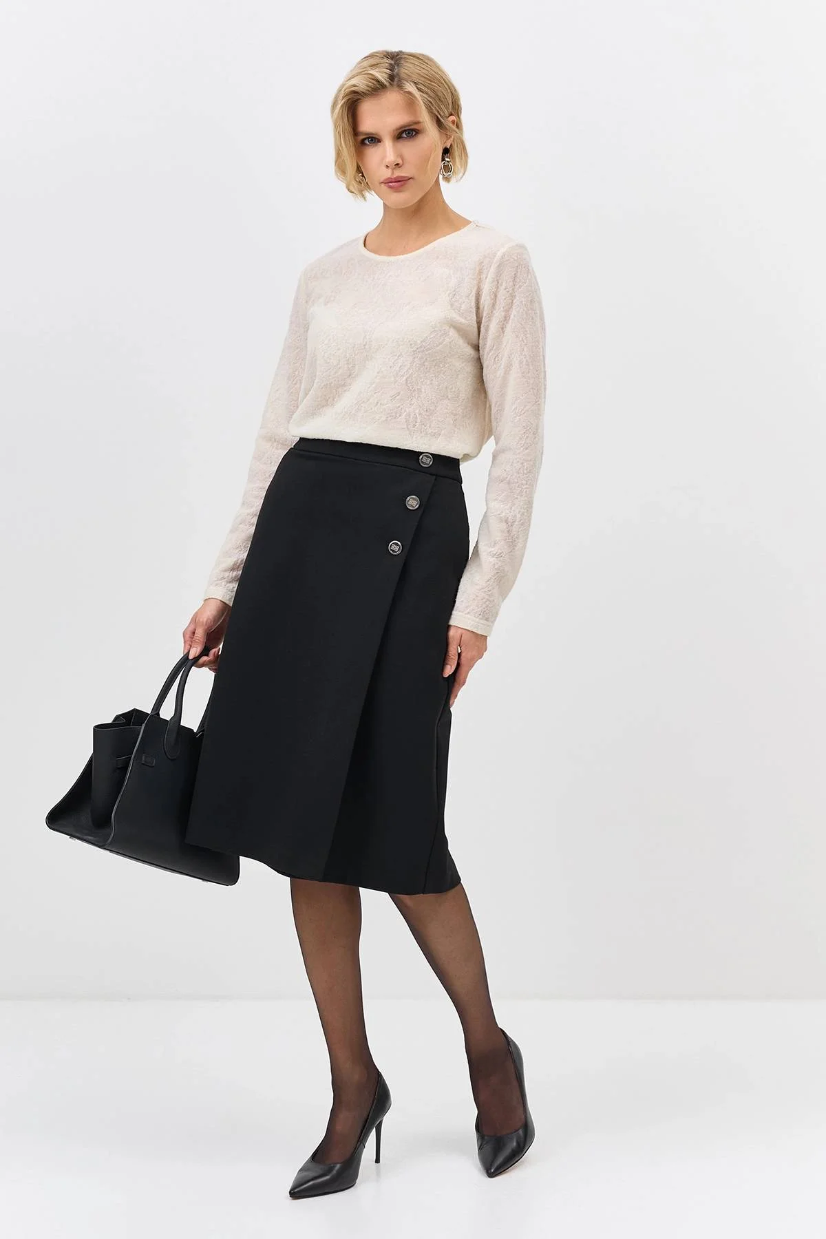 Лимитрированная серия юбка-миди с декоративными пуговицами и ремень, 36