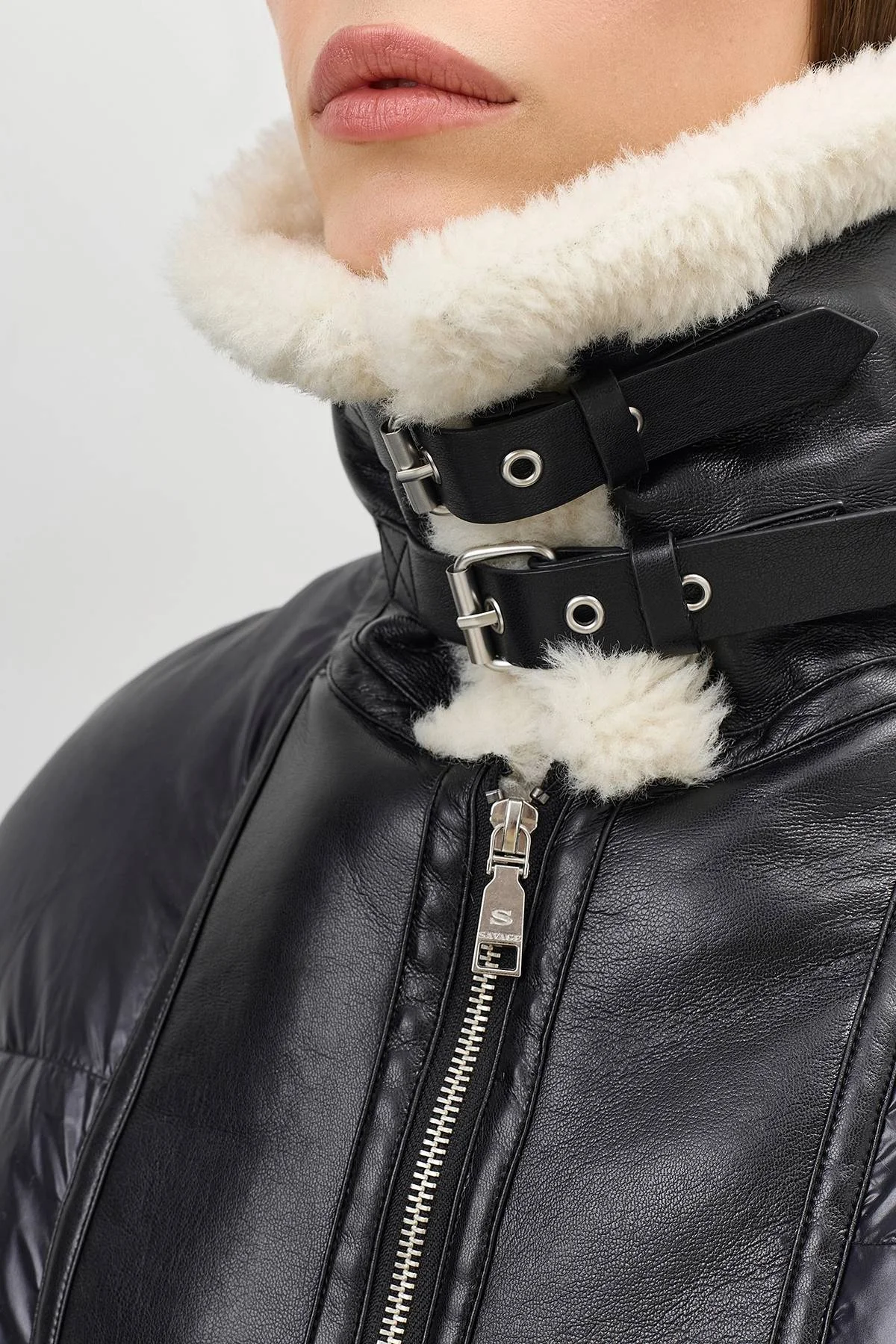 Комбинированная куртка с овчиной, 50