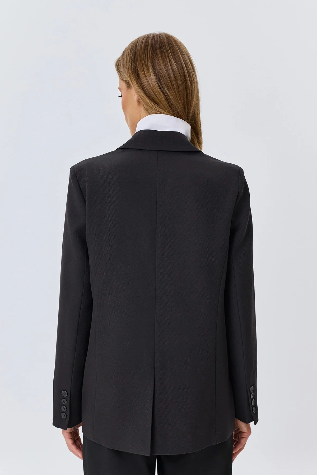 Жакет oversize из смесового района, черный, 48