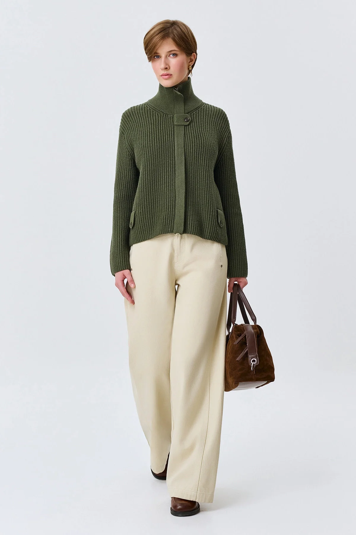 Вязаный жакет-кардиган прямого силуэта, 46
