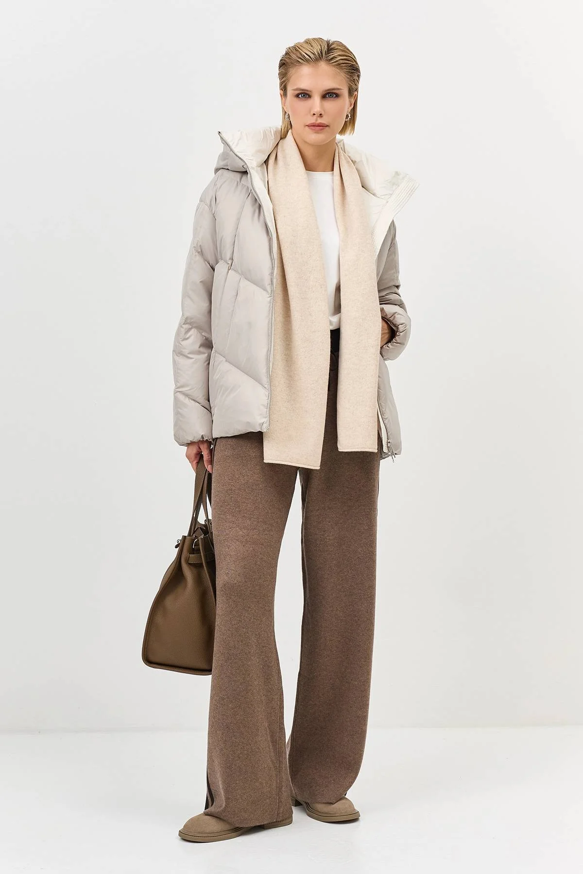 Светлый вязаный шарф из 100% шерсти, One