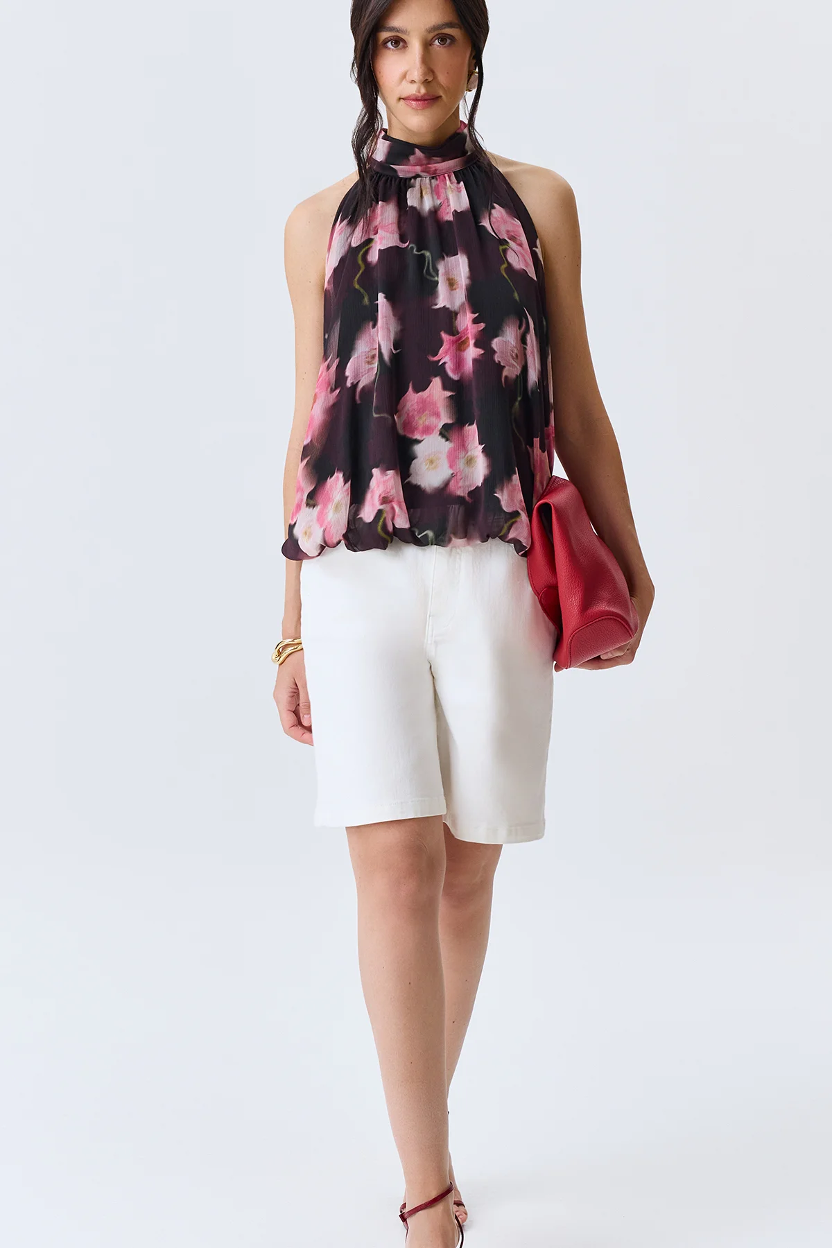 Топ с ярким флоральным принтом, 48