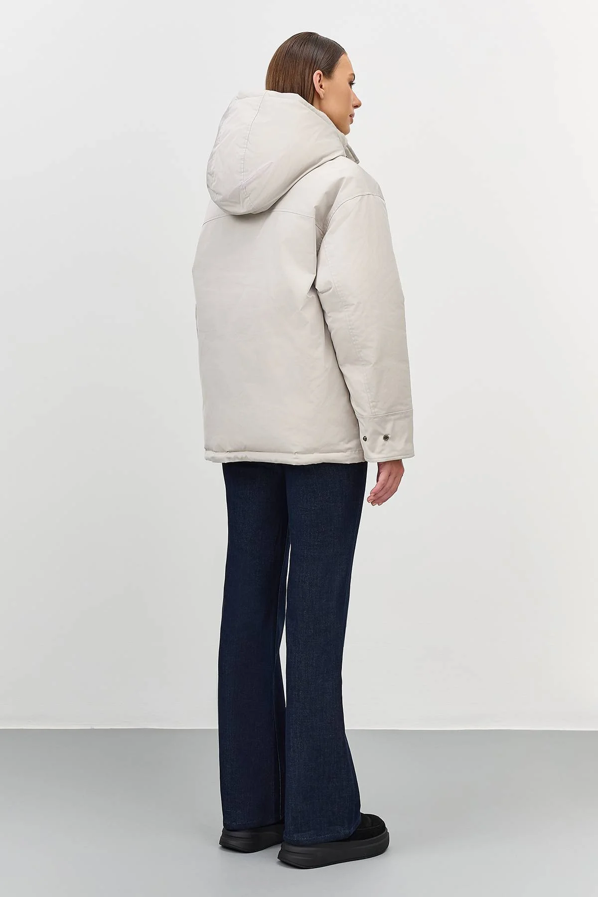 Лимитированная серия минималистичная куртка с вязаным воротником с палантином, 46