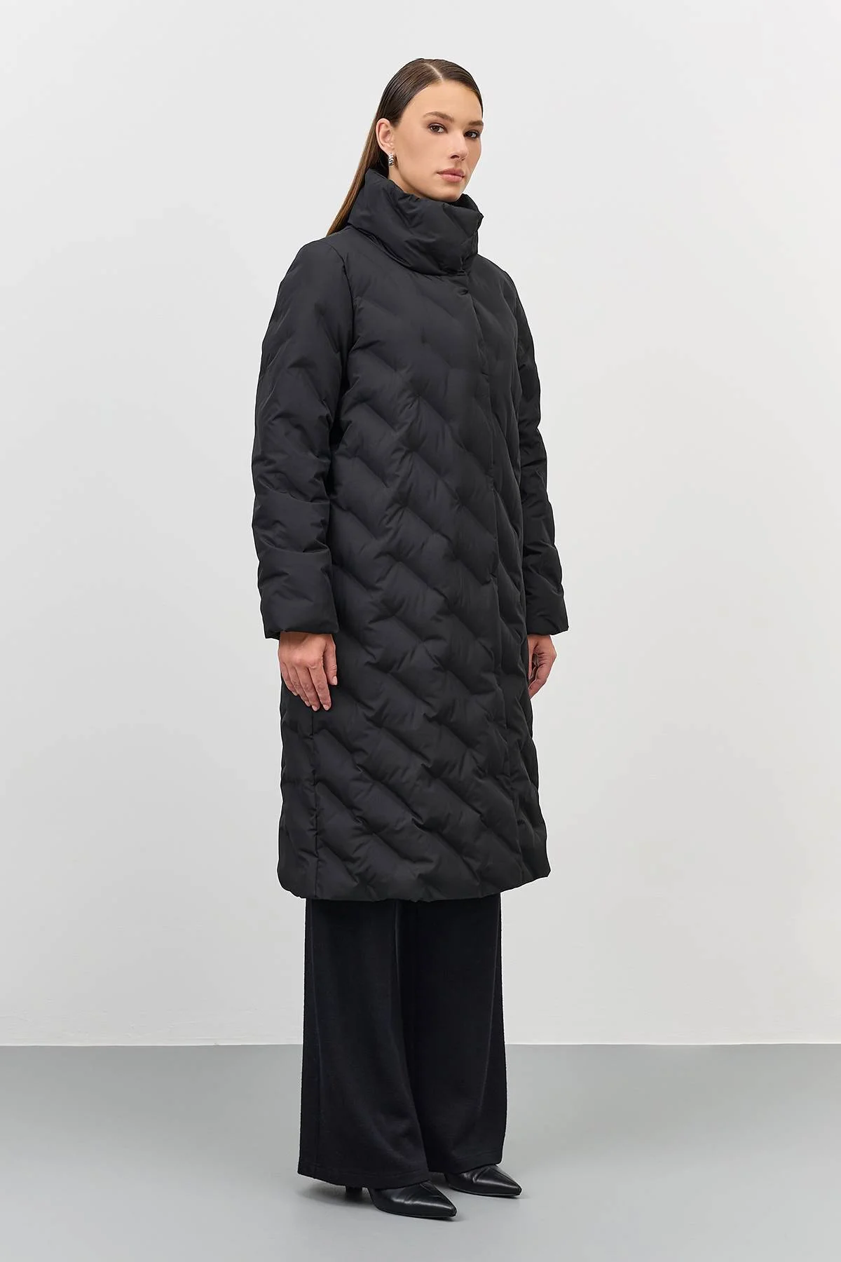 Лимитированная серия теплое пальто с акцентной стежкой и палантин, 52