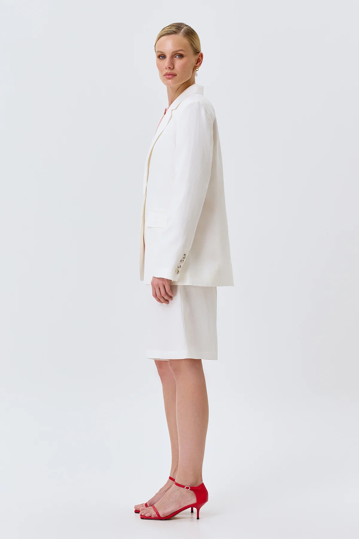 Льняной однобортный жакет, 52