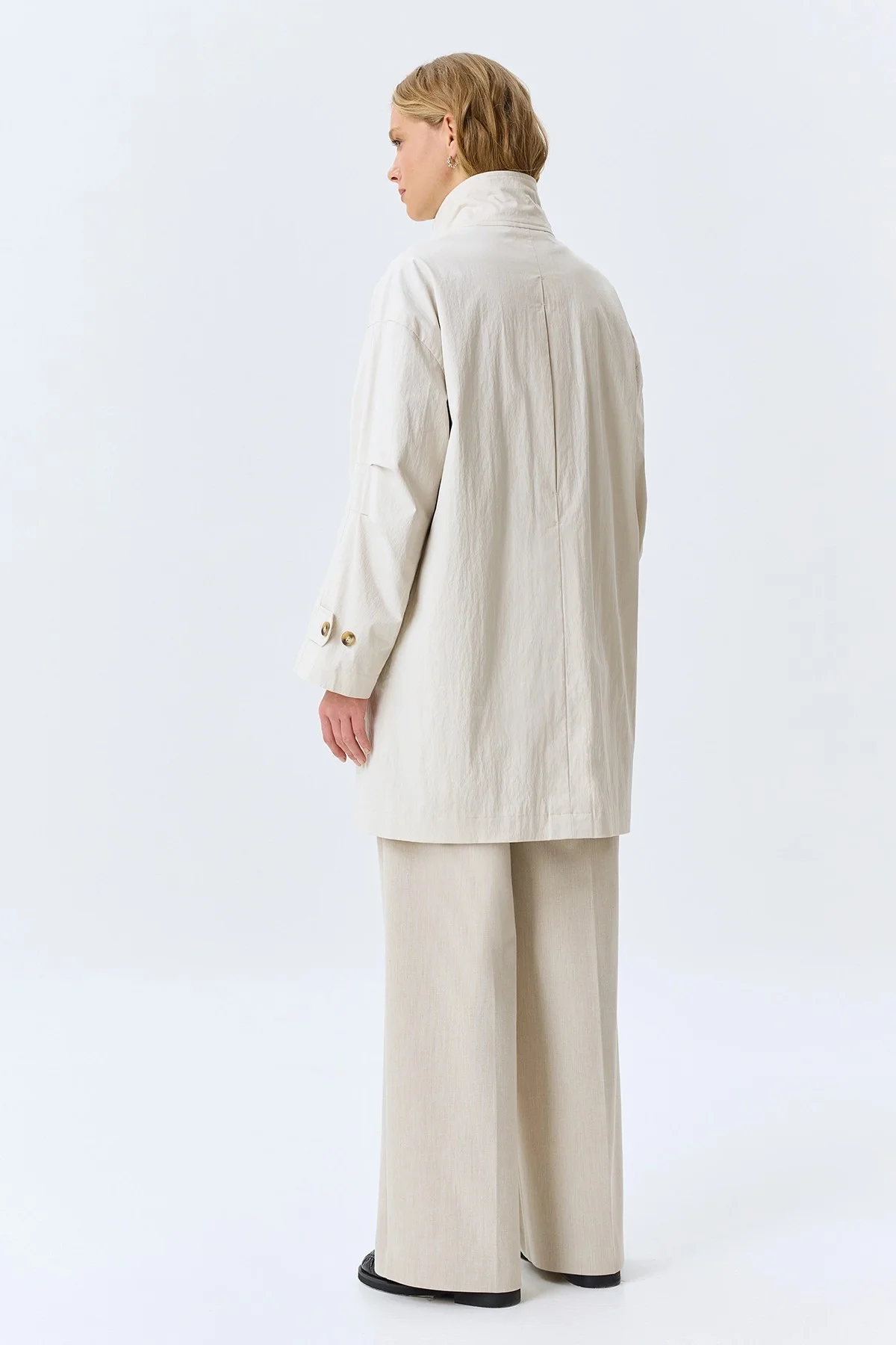 Укороченный плащ из смесового хлопка, 44