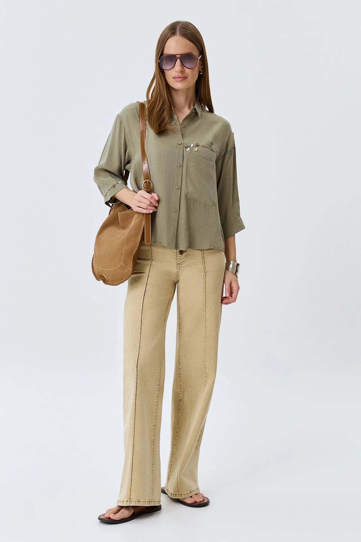 Блузка из тенселя с декором, 36