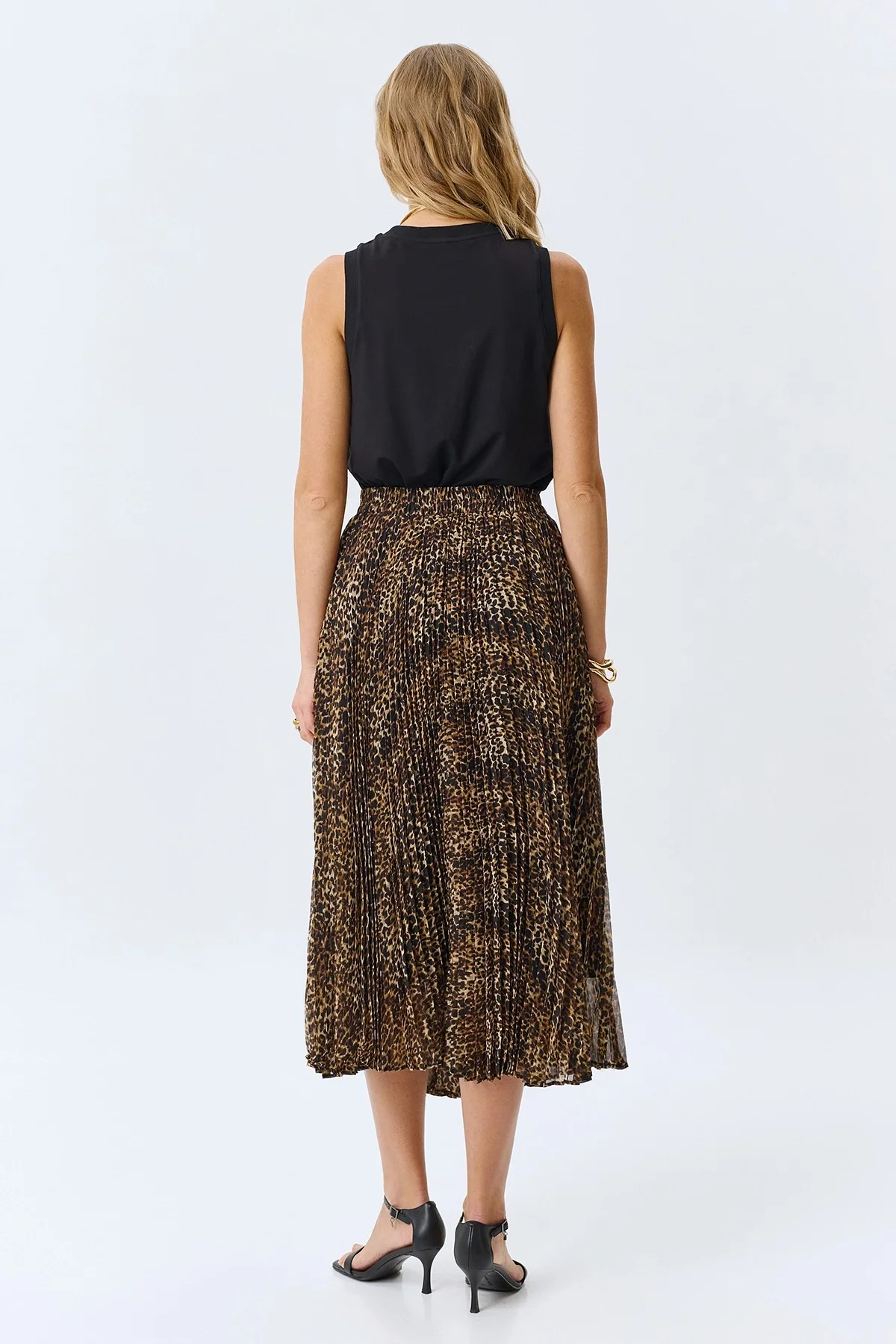 Юбка-плиссе с анималистичным принтом, 42