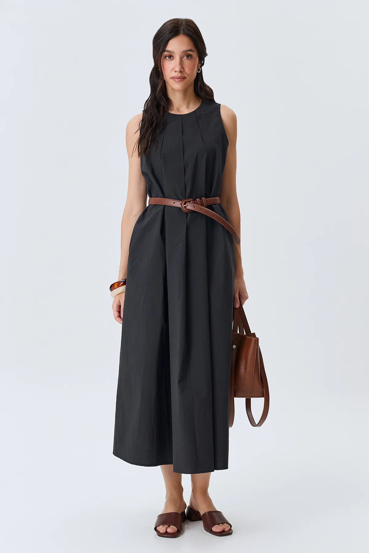 Платье макси с акцентными складками, 42