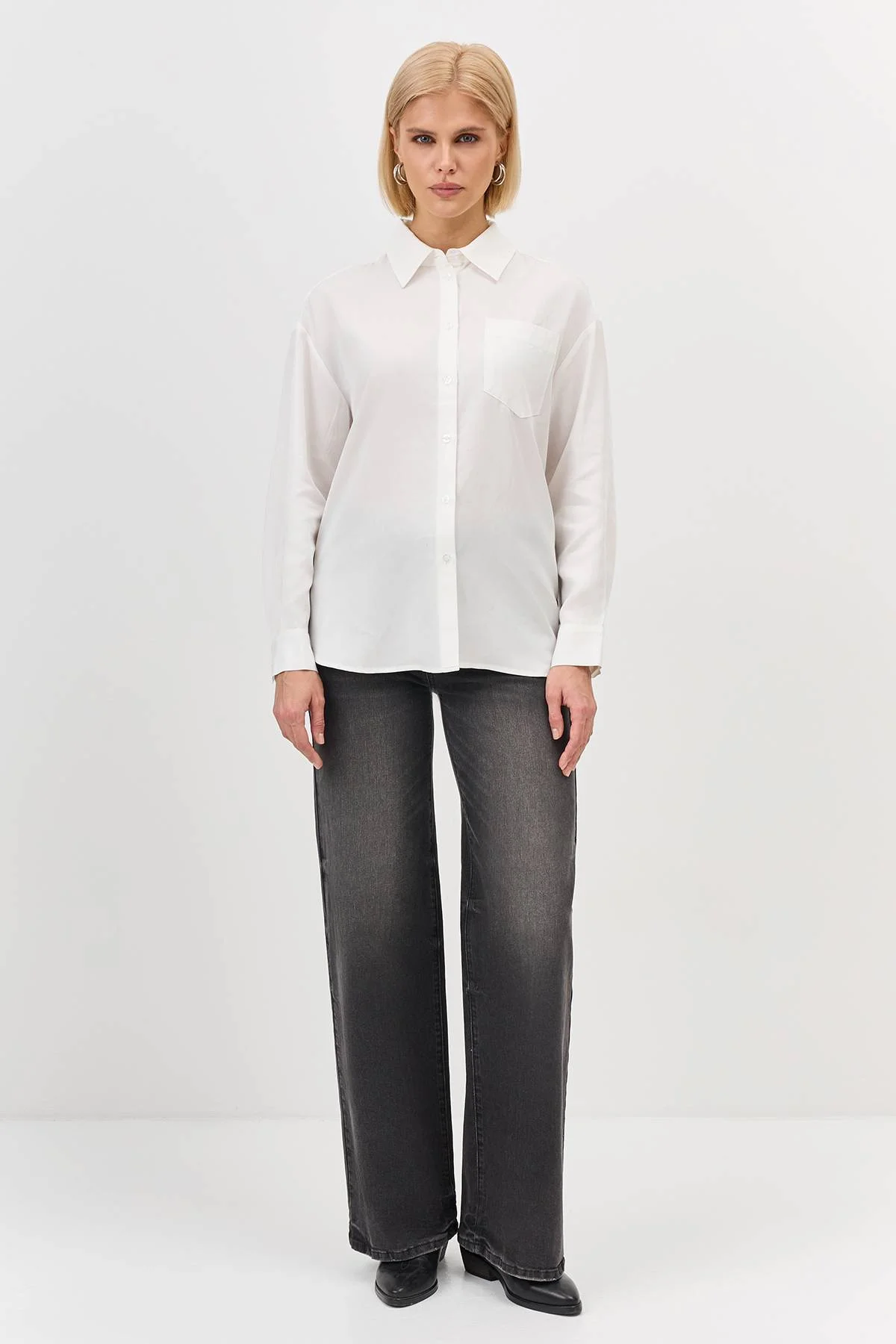 Лимитированая серия базовая рубашка из тенселя с ремнем, 44