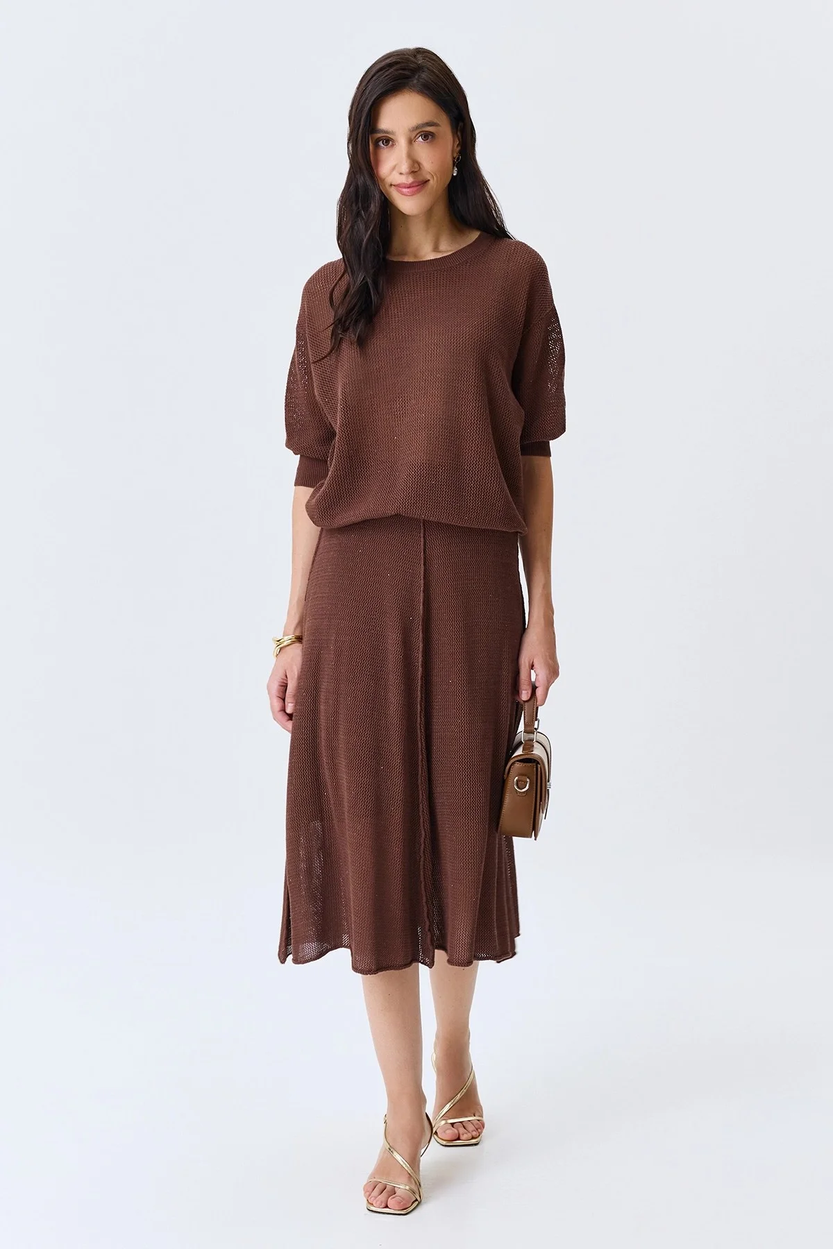 Ажурный джемпер с мерцающими пайетками, 42