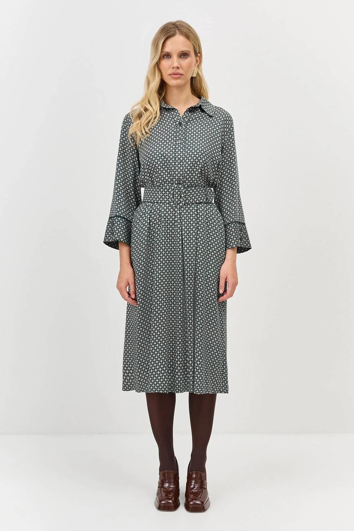 Лимитрированная серия платье рубашка с  принтом и ремень, 34