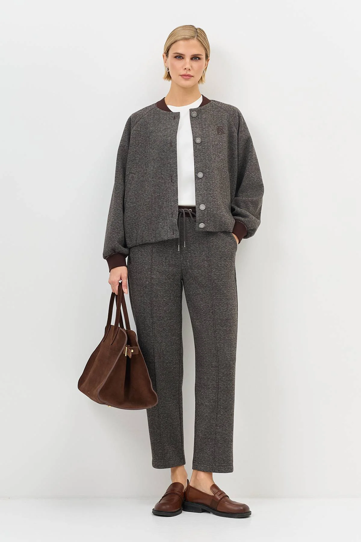 Лимитированная серия теплый бомбер с шерстью и ремень, 46