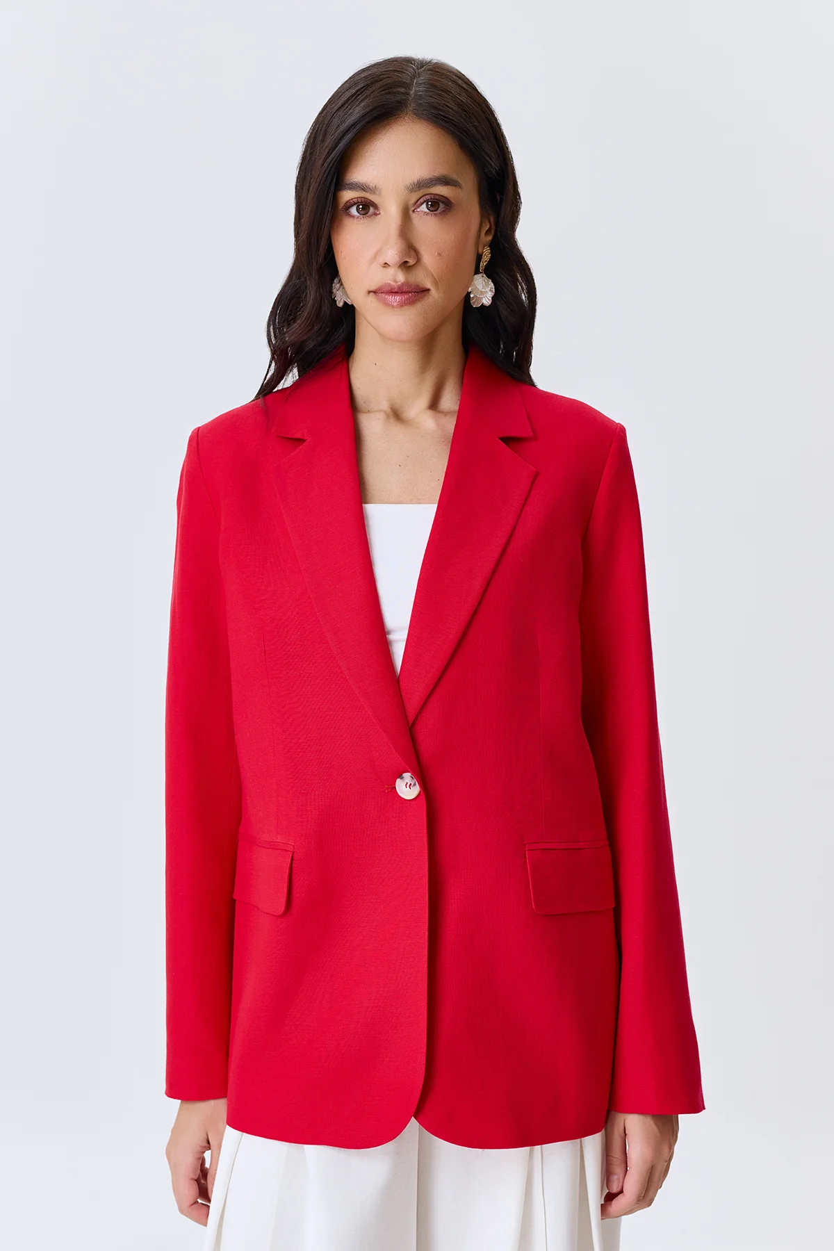 Льняной однобортный жакет, 52