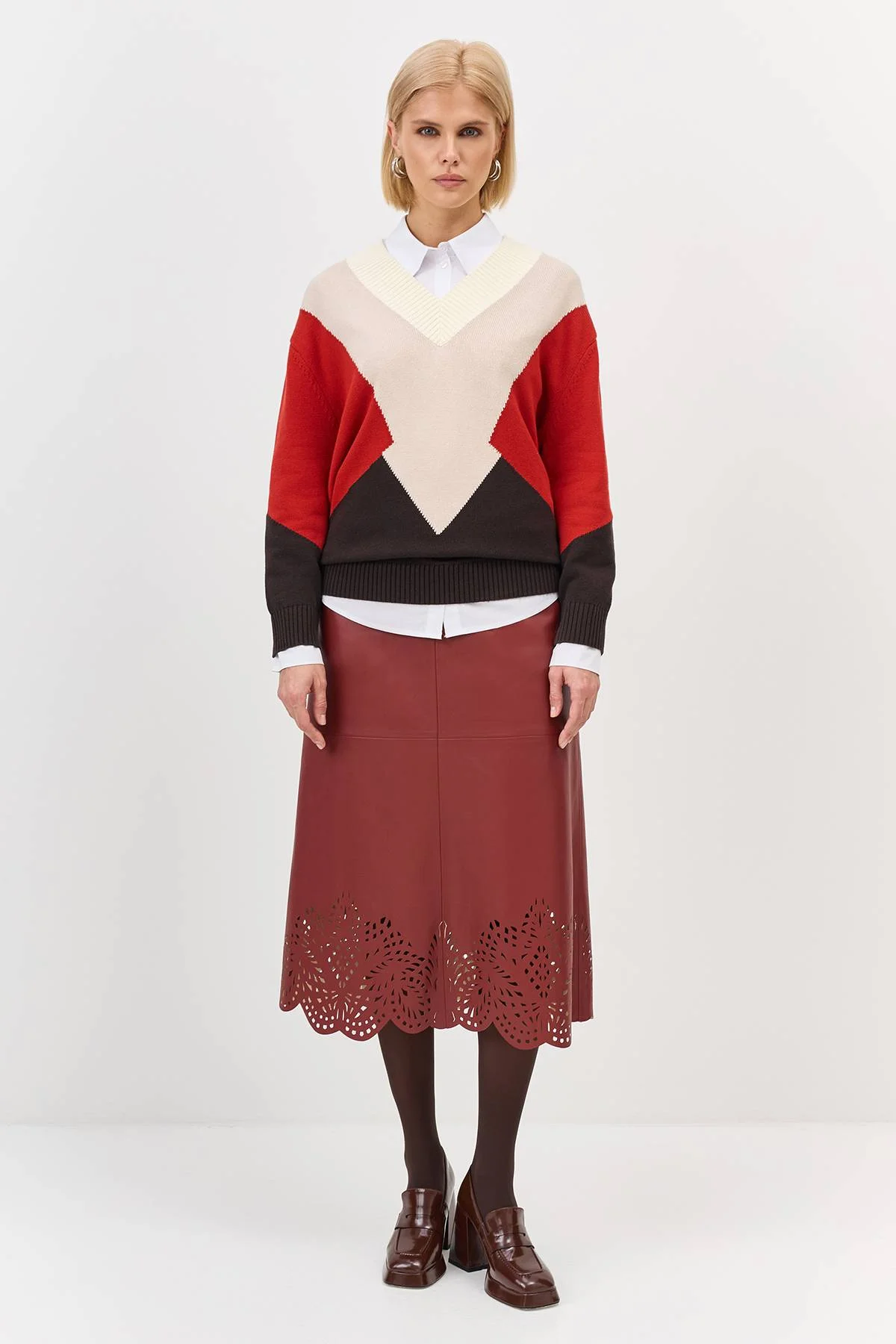 Лимитированная серия джемпер в стиле color block и ремень, 40