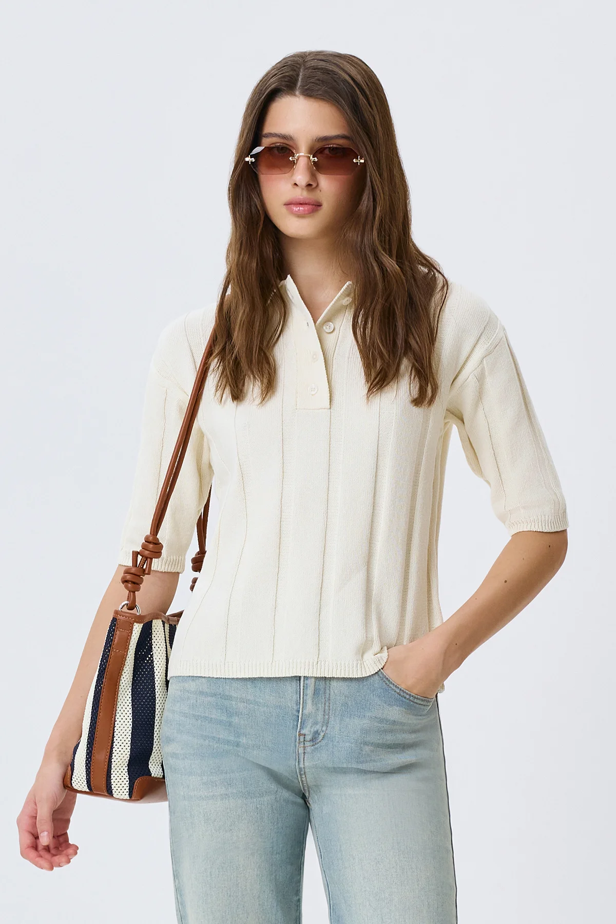 Поло в рубчик из 100% хлопка, 46