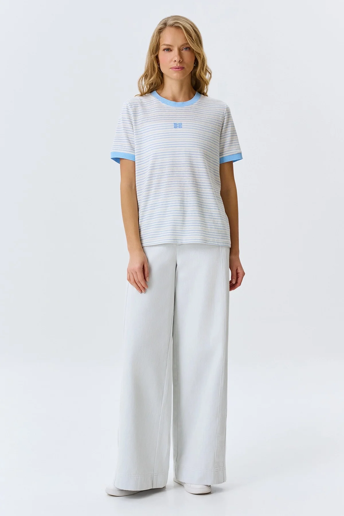 Фактурные джинсы-палаццо, 38