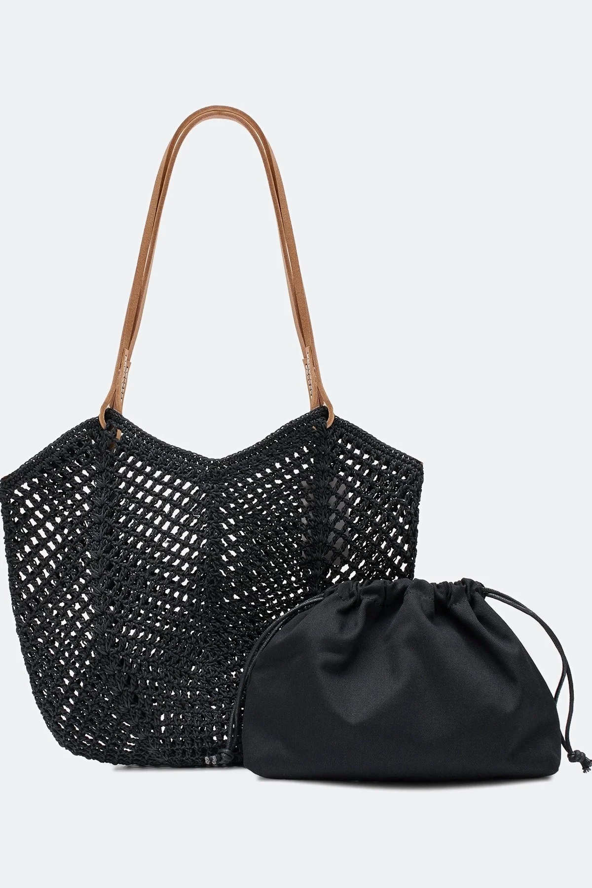 Ажурная вязаная сумка с косметичкой, One