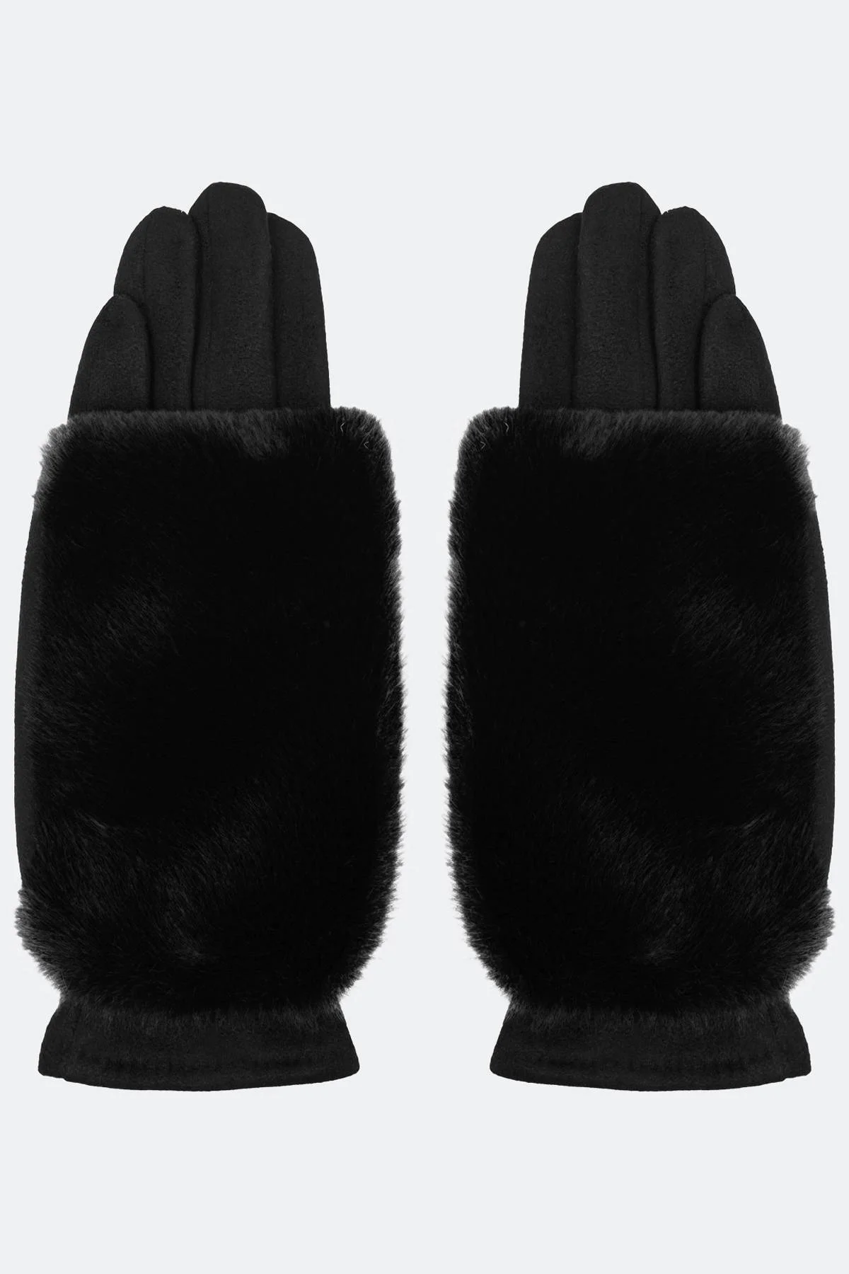 Черные теплые сенсорные перчатки  с митенками, One