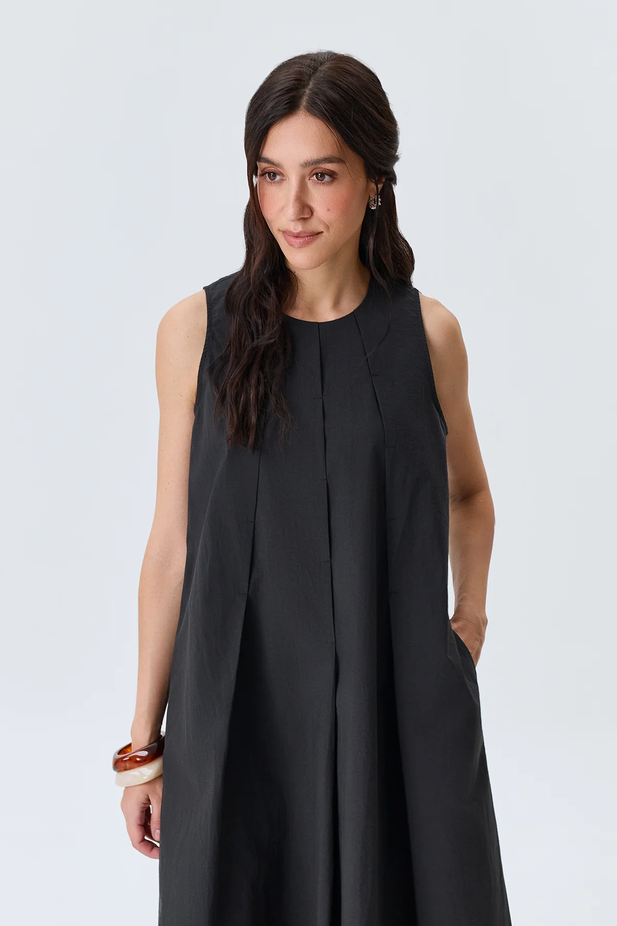 Платье макси с акцентными складками, 46