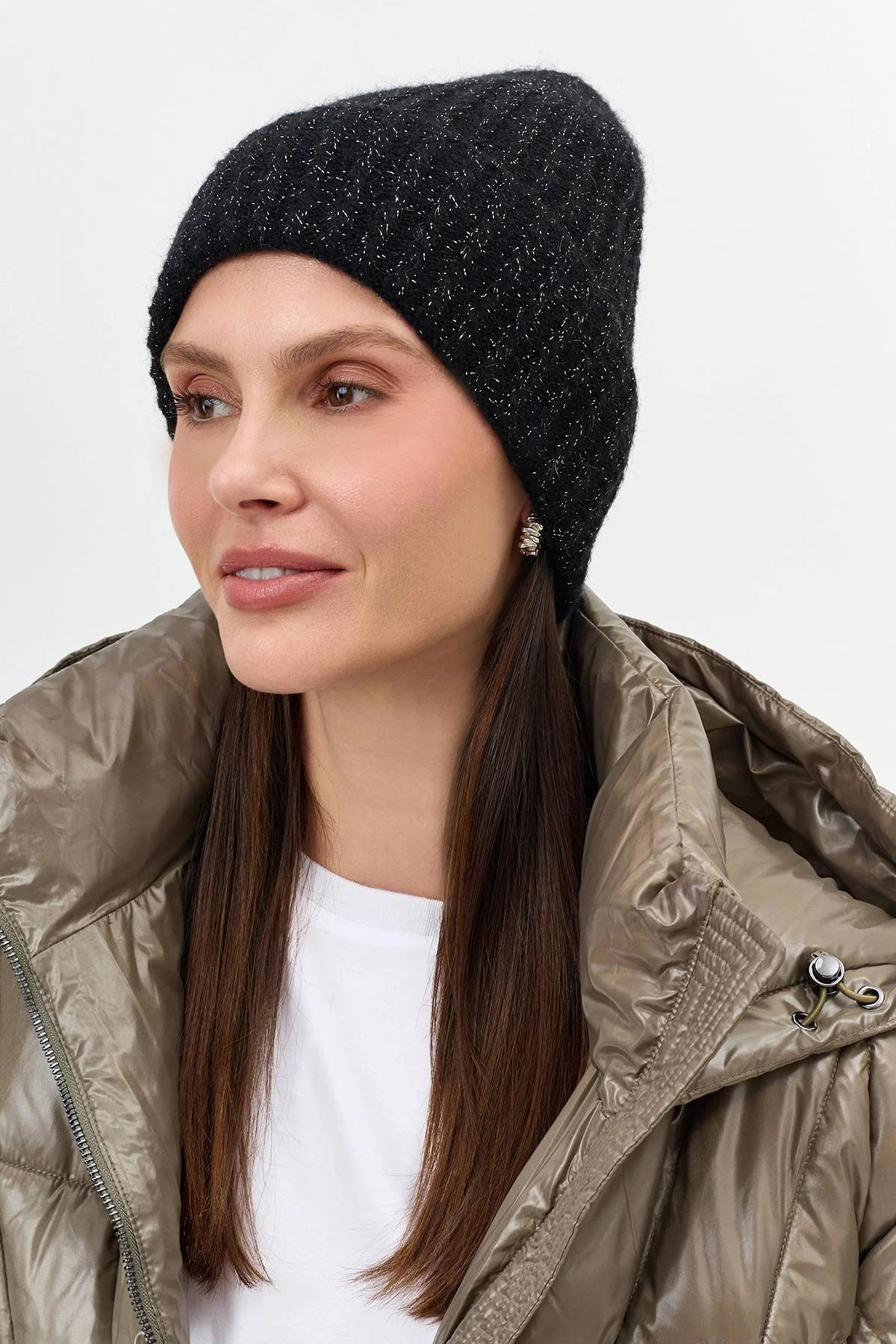 Шапка бини с люрексом, One