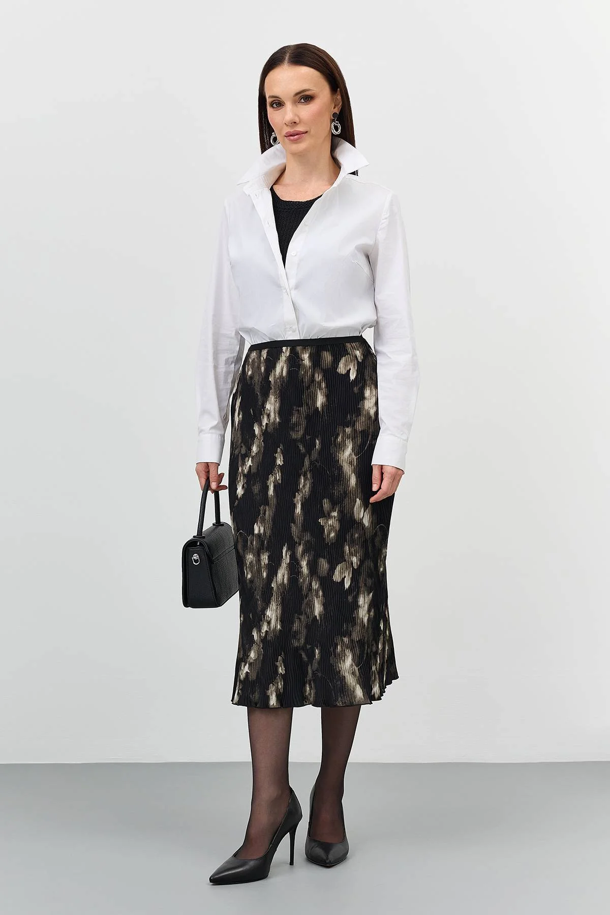 Юбка-плиссе из фактурной ткани, 44