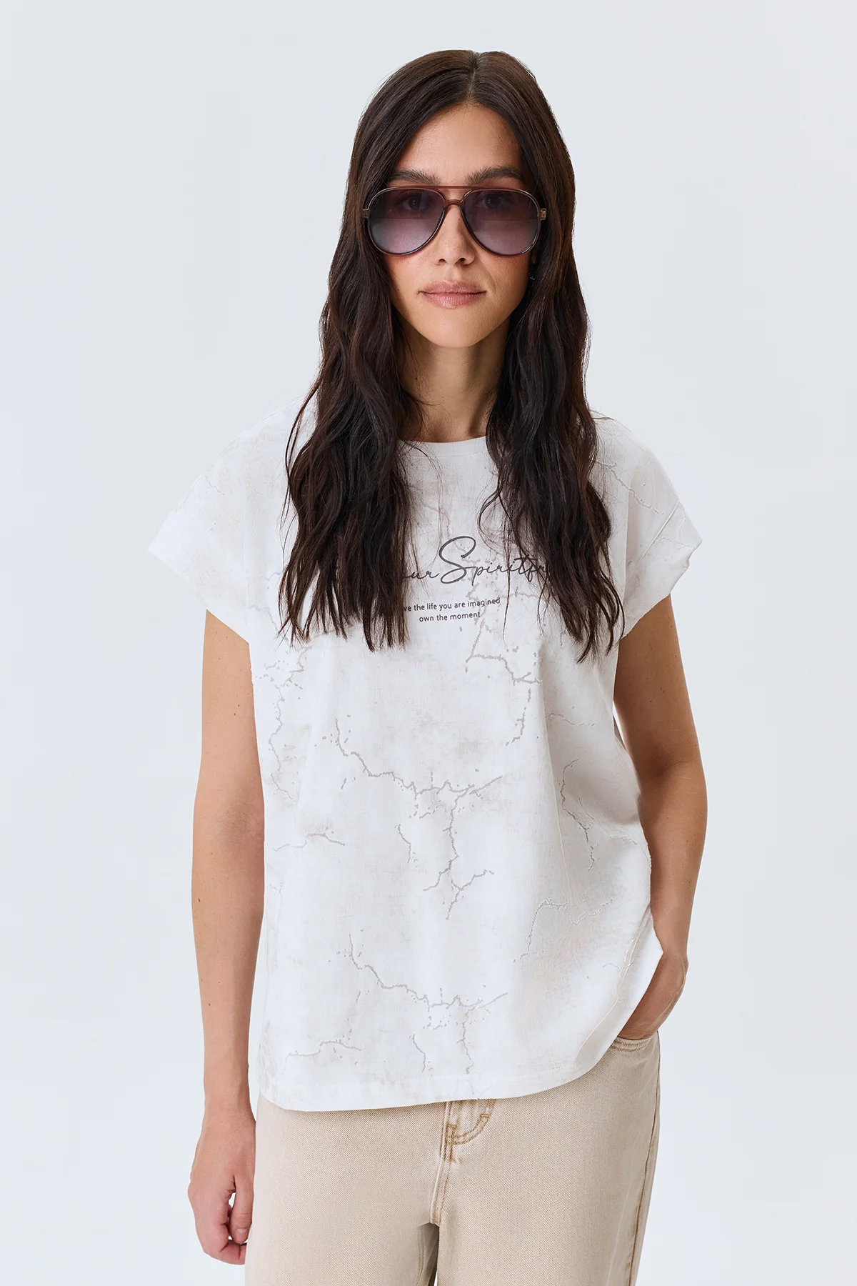 Футболка с мраморным принтом, 44