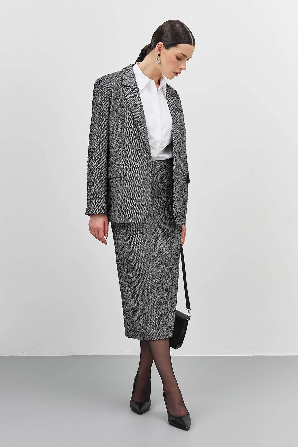 Прямая юбка из твида, 48