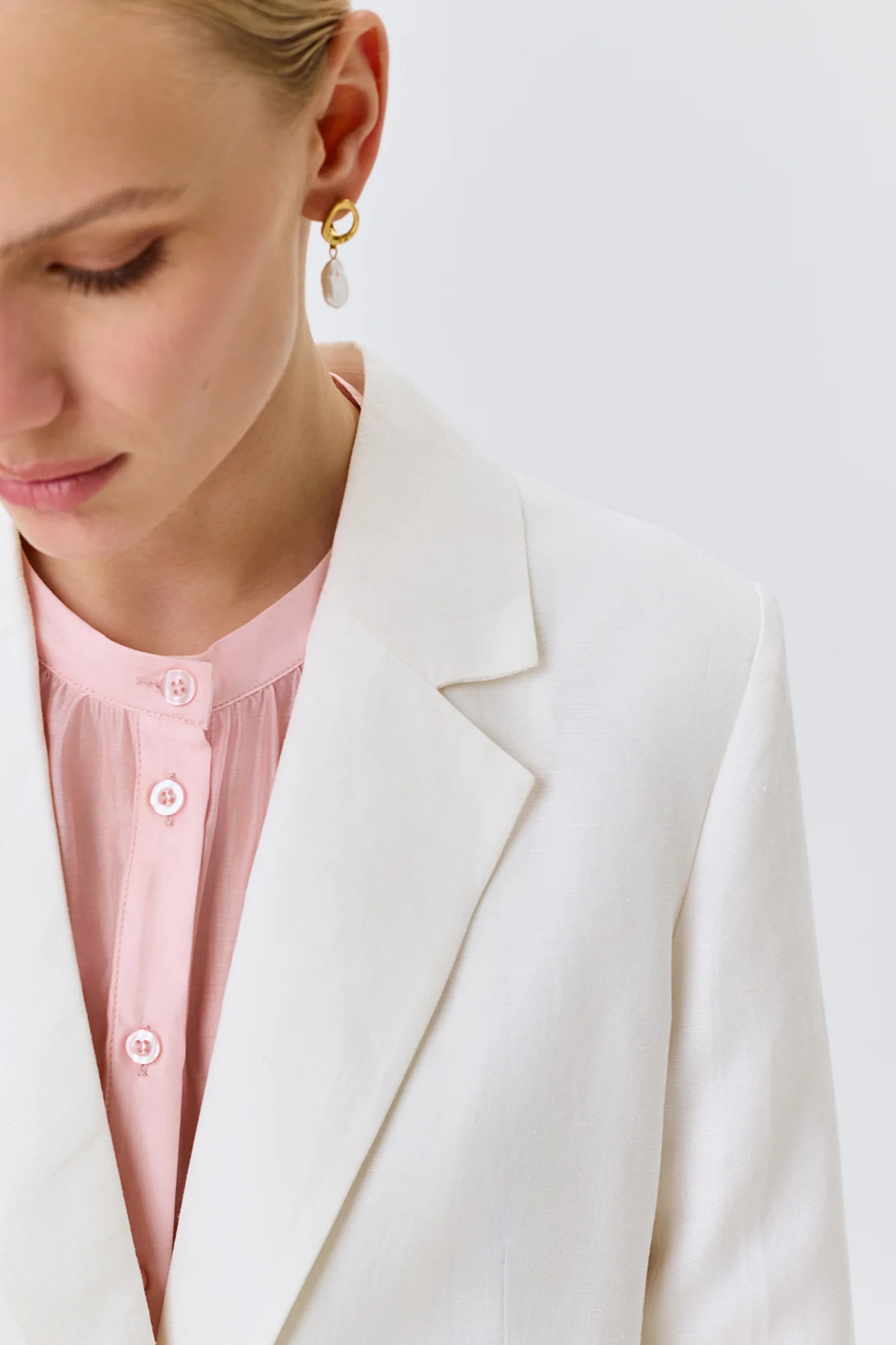 Льняной однобортный жакет, 52